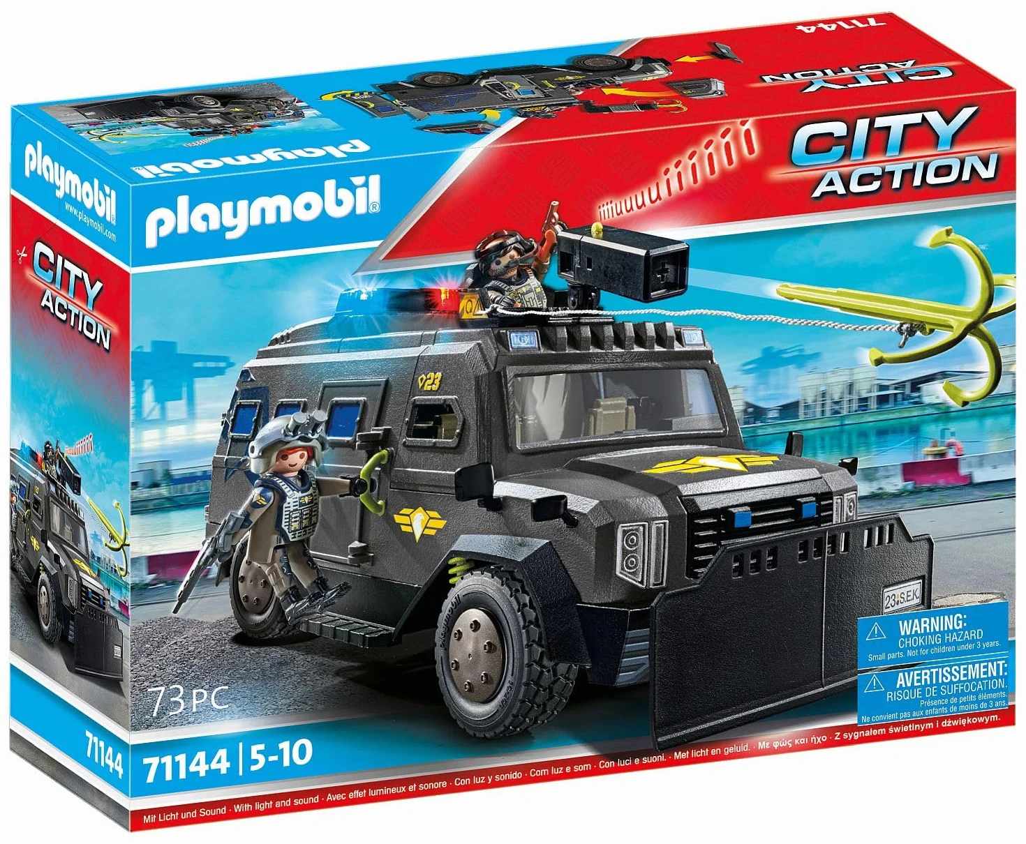 PLAYMOBIL 71144 City Action Pojazd terenowy jednostki specjalnej, nowoczesny pojazd terenowy do akcji specjalnych ze światłem i dźwiękiem, od 5 lat
