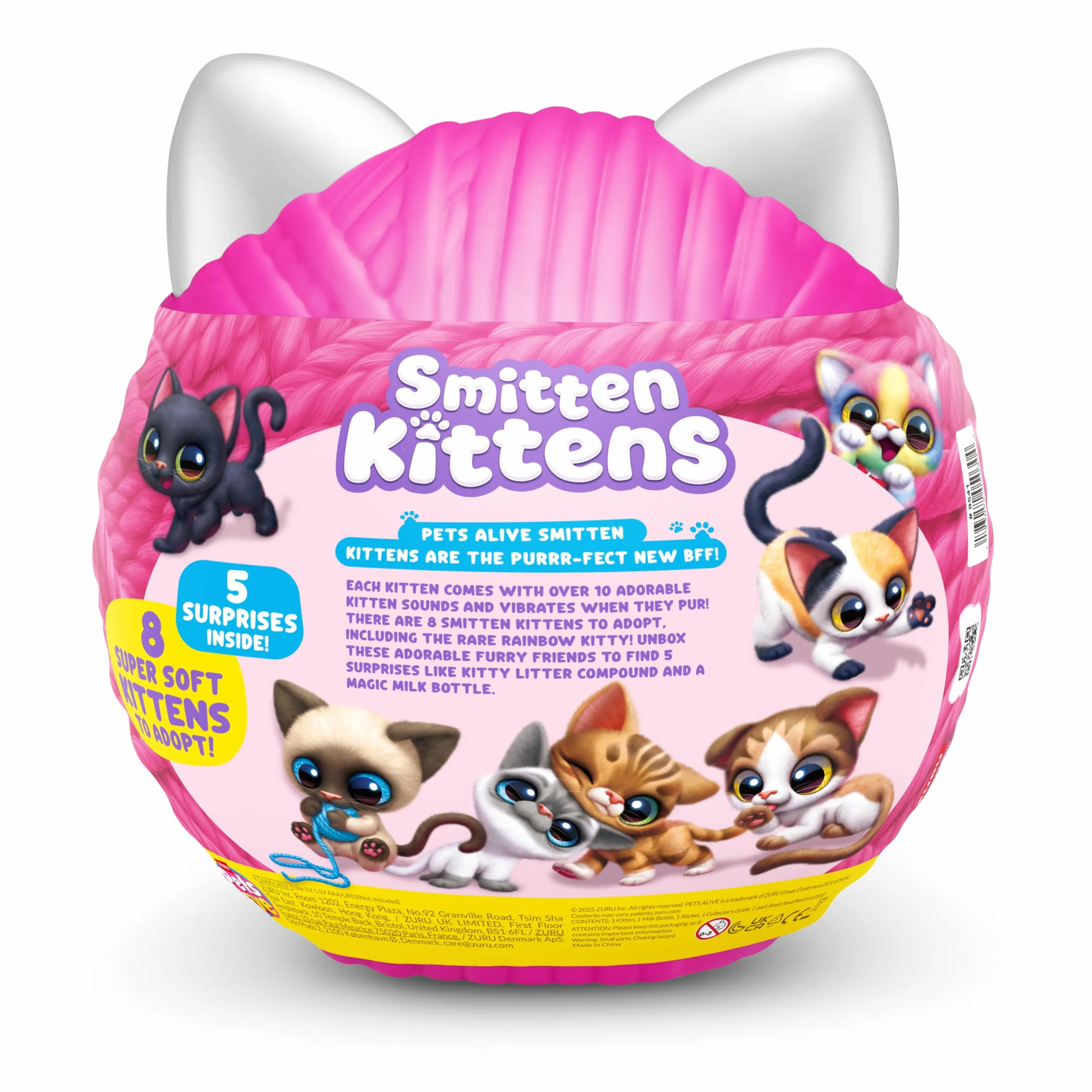Pets Alive Smitten Kittens Ginger, Surprise Kitten Plush, ultramiękkie pluszaki, interaktywne zabawki dla zwierząt domowych, elektroniczny kotek dla zwierząt domowych, od 3 lat (imbir)