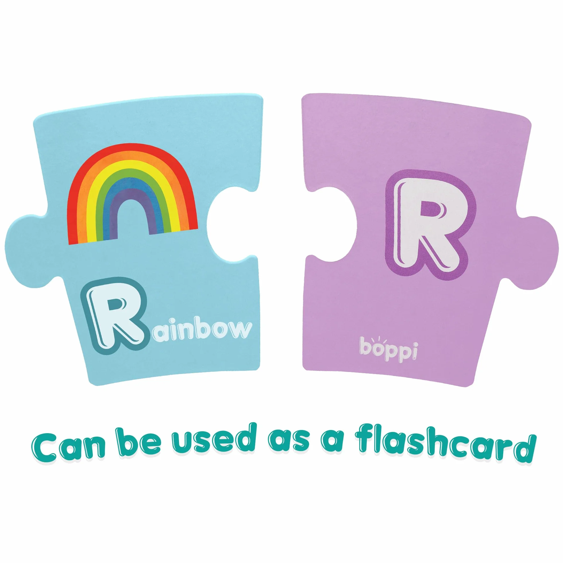boppi Puzzle z alfabetem - wczesny rozwój umiejętności czytania i pisania dla dzieci w wieku od 3 lat - 26 sztuk puzzli Montessori dla maluchów / karty Flash ABC
