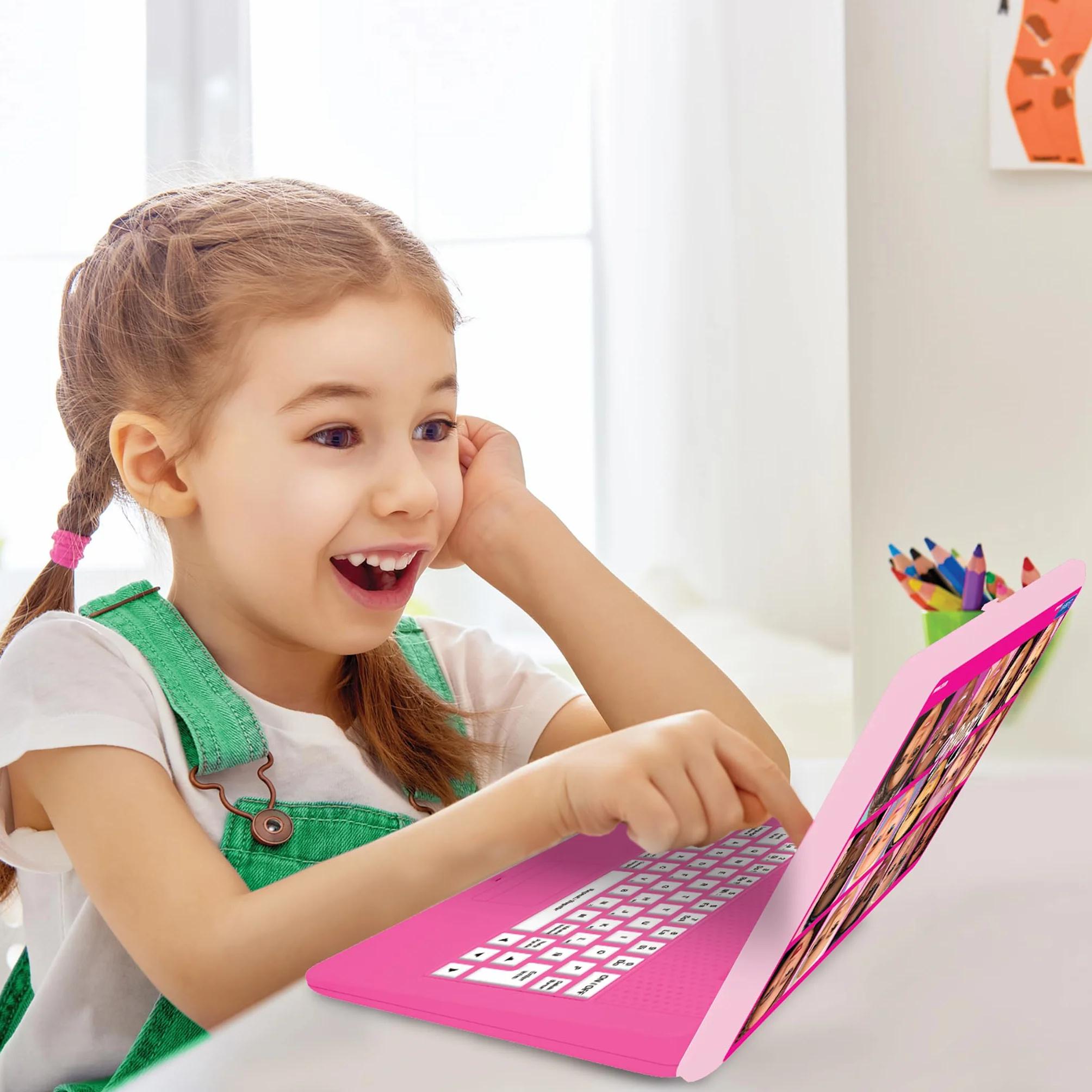Lexibook, Barbie, dwujęzyczny i edukacyjny laptop hiszpański/angielski, zabawka dla dzieci, 170 zajęć do nauki, gry i muzyki, duży ekran, różowy, JC599BBi2