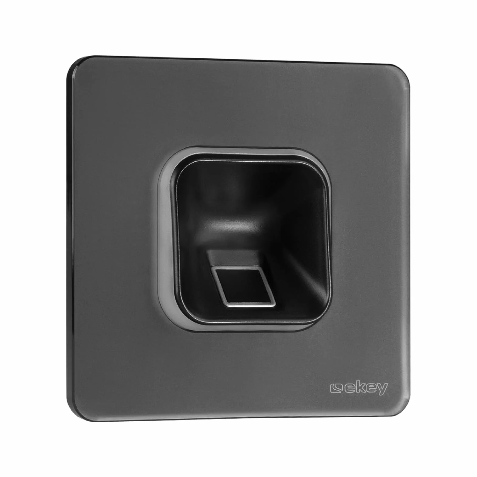 EKEY 203704 Zestaw czytnika linii papilarnych xLine (+ czarna szklana ramka, urządzenie sterujące), System dostępu montaż podtynkowy, 0,4 W, 12–24 V, Czarny czytnik linii papilarnych