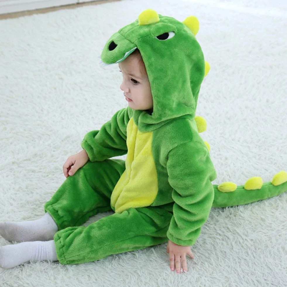 LOLANTA Kostium dla dziecka dinozaura smoka, lis śpioszki flanelowe z kapturem, kostium na Halloween, prezent na Boże Narodzenie
