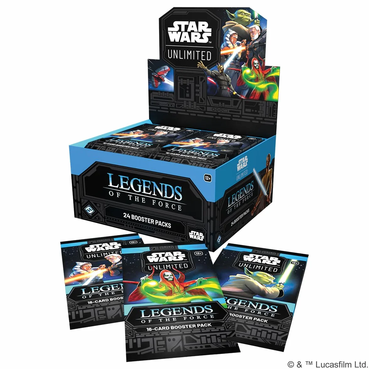 Asmodee - FFG - Star Wars: Unlimited Trading Card Game - Legends of The Force - wyświetlacz booster (24 pakiety Booster) - TCG dla dzieci i dorosłych, w wieku 12+, 2+ graczy, 20 minut, język angielski