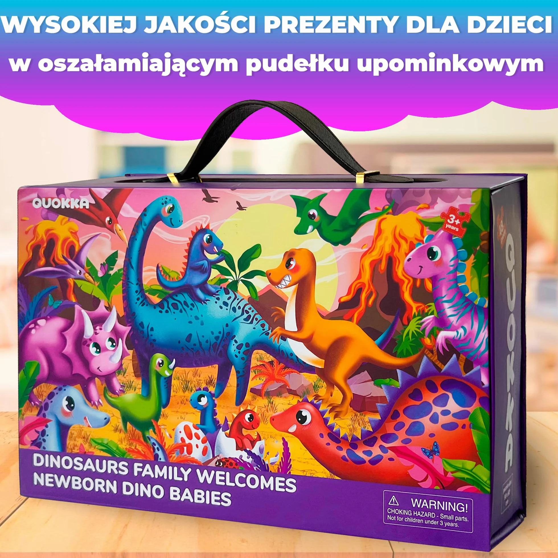 QUOKKA Gigantyczna Układanka Podłogowa Dla Dzieci W Wieku 3 4 5 Lat – 48 Elementów Układanki Dla Dzieci W Wieku 2 3 4 Lat – Duże Zabawki 60 X 90 Cm – Prezent XXL Z Dinozaurem