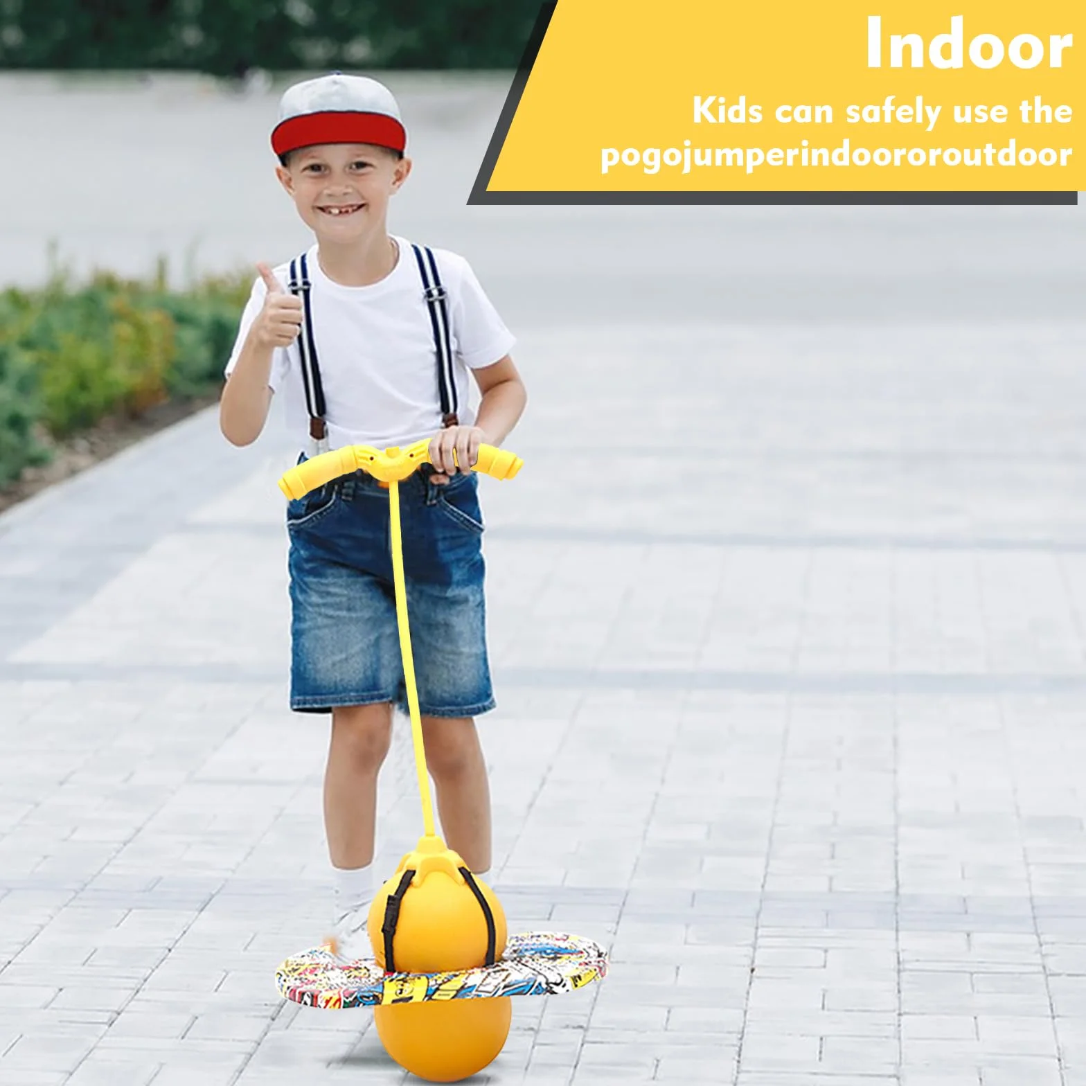 Pogo Kij dla dzieci, Pogo z regulowanymi uchwytami, wyważone i skoordynowane bouncing pogo 100 kg dla dzieci i dorosłych, którzy chcą ćwiczyć równowagę (żółty