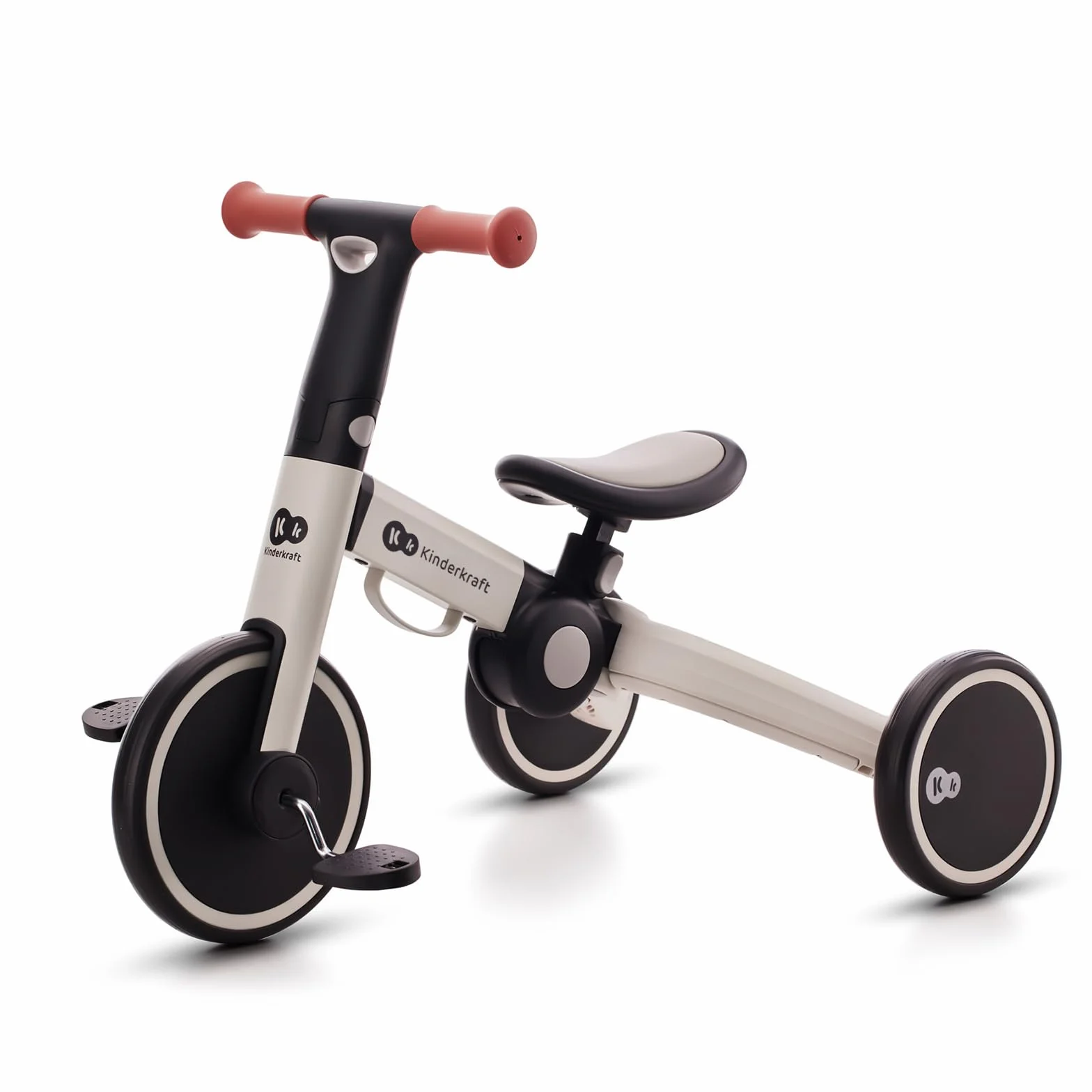kk Kinderkraft 4TRIKE Trójkołowiec 3w1, Rowerek Biegowy, Pchacz, Wielofunkcyjny, Bezpieczny, Regulowane Siodełko, Szary