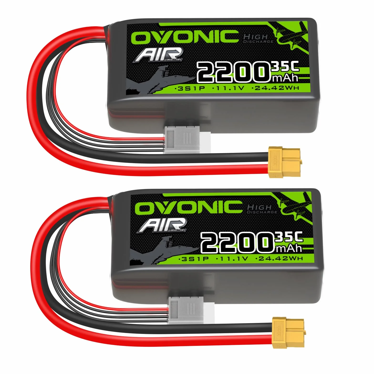 OVONIC 3S Lipo akumulator 35C 2200 mAh 11,1 V akumulator krótki zestaw z przyłączem XT60 do helikoptera samolotowego 1:14 RC Car RC samolot (2 sztuki)