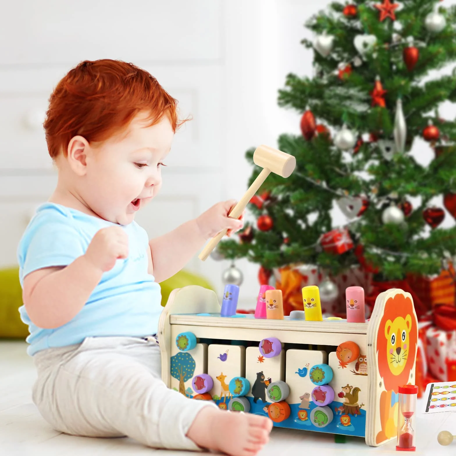 Montessori zabawka motoryczna 4w1 drewniana z ksylofonem labirynt dla dzieci od 1 roku prezent