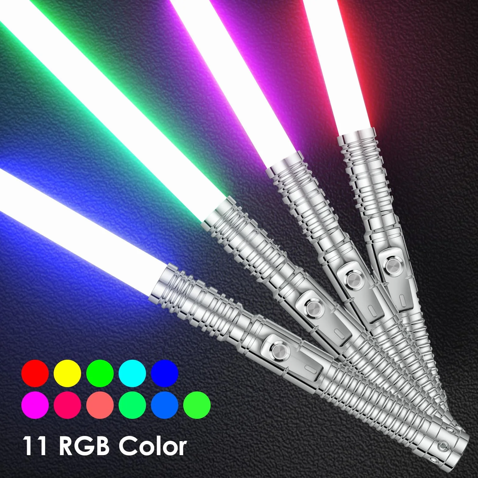 miecz świetlny dla dzieci i dorosłych 2 w 1 RGB, 15 kolorów, ładowany przez USB, czarna metalowa rękojeść, miecz odpowiedni na Halloween, Boże Narodzenie, imprezę cosplay