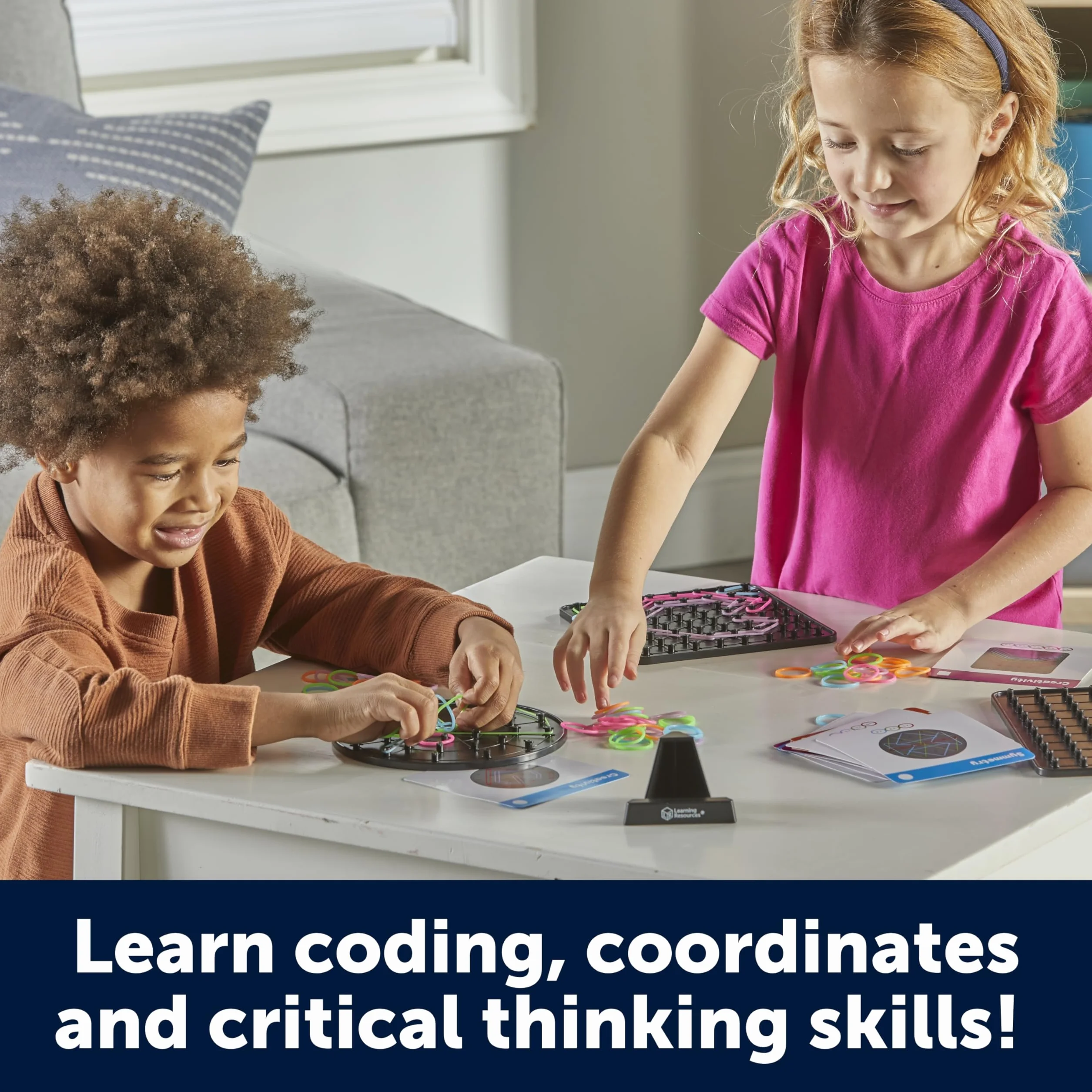 Learning Resources GEO Glow Boards – Świecące Geobordy STEM, Budowanie i Kształty 5+ Lat