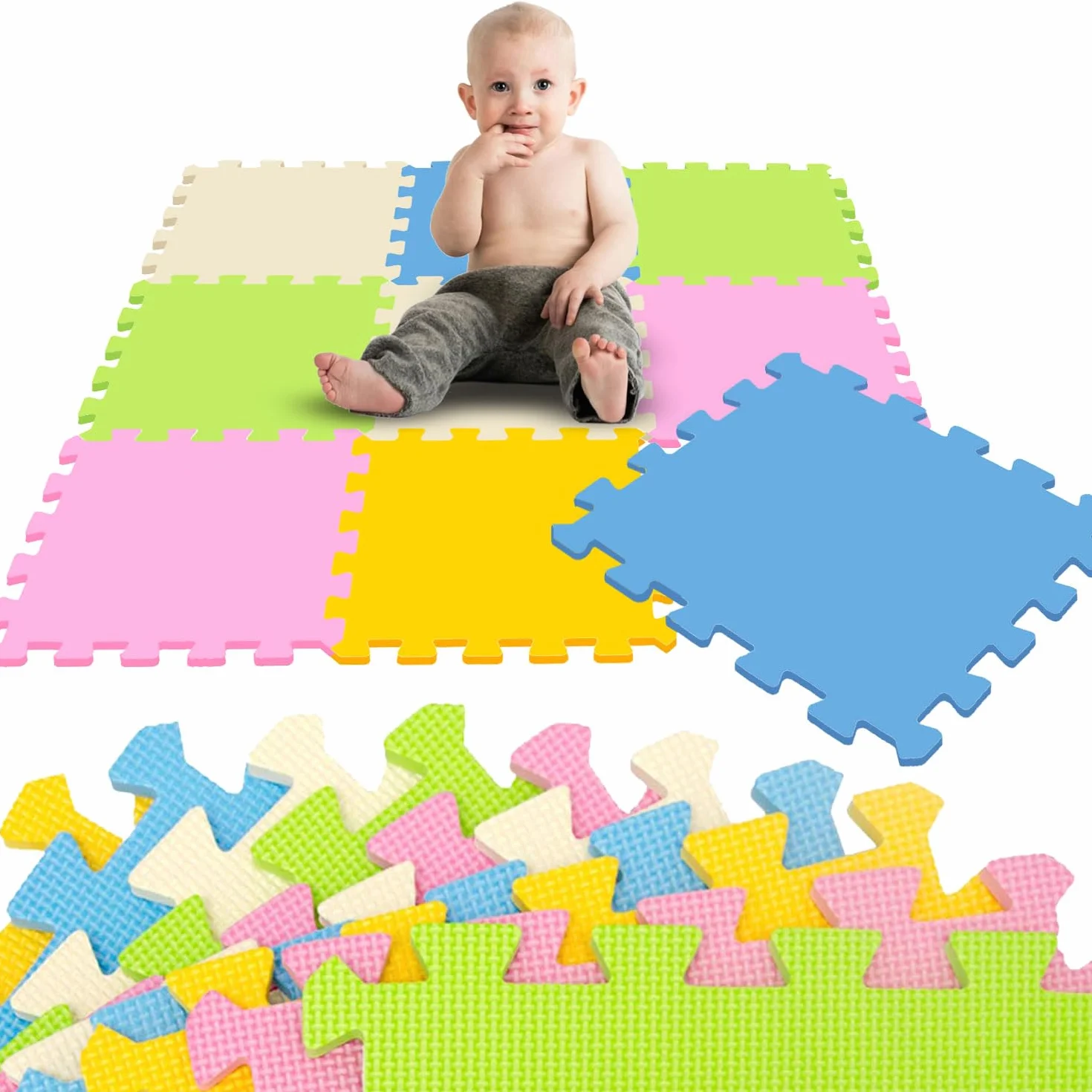 LittleTom Mata do zabawy dla niemowląt 30x30 cm 9 sztuk Miękkie maty do puzzli Piankowe