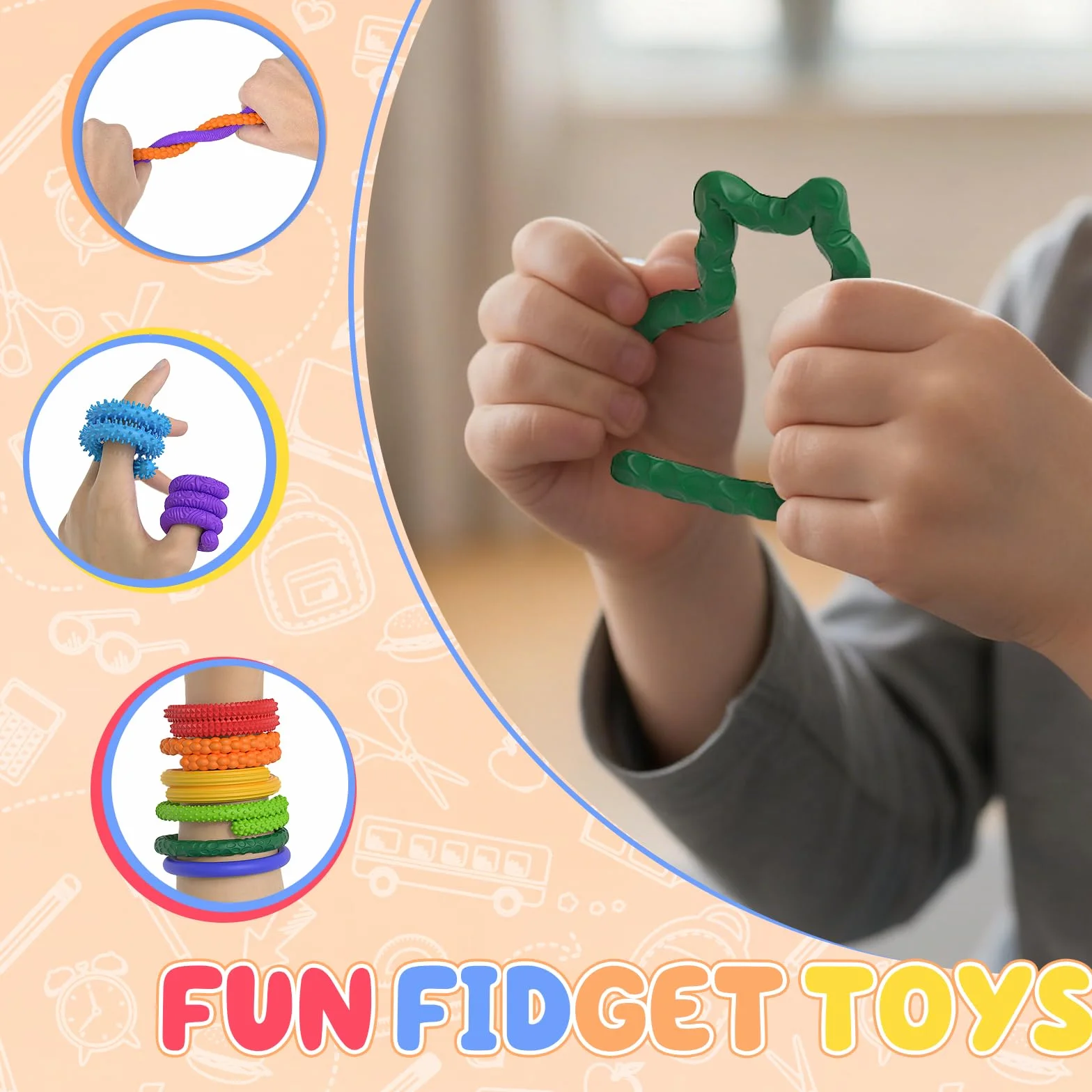 Fidget Toys silikonowy drążek sensoryczny 8P