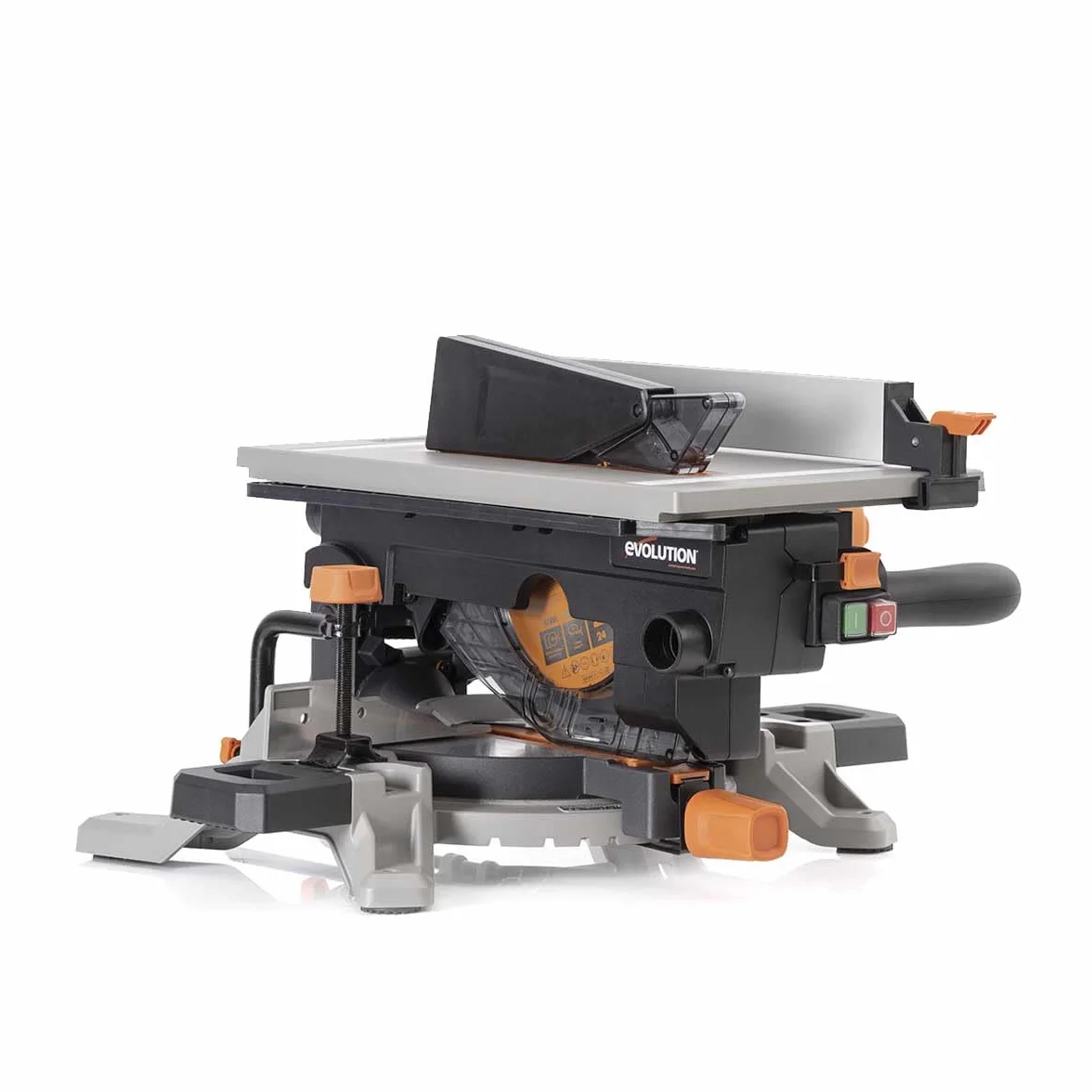 Evolution Power Tools R210MTS-G2 Zmienna piła ukośna/stołowa, kompaktowa, wielofunkcyjne cięcie różnych materiałów, ostrze TCT w zestawie do cięcia drewna, plastiku i metalu, 210mm