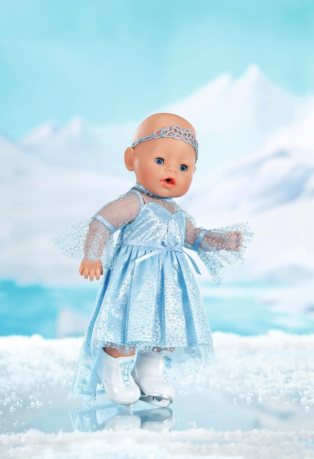 BABY born Księżniczka na lodzie 836095 - sukienka księżniczki z pasującymi łyżwami i diadem dla lalek 43 cm - odpowiednia dla dzieci od 3 lat
