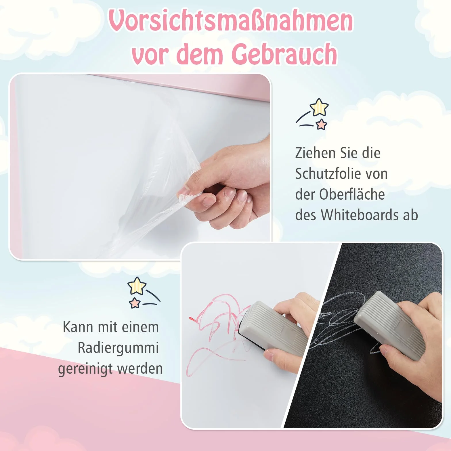 COSTWAY Sztaluga dziecięca 3 w 1, dwustronna, tablica suchościeralna, tablica do pisania kredą, papier rysunkowy, stojąca z magnesami, 2 półki regałowe