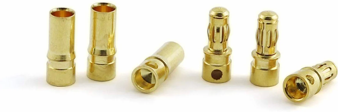 GTIWUNG 15 par pozłacanych wtyczek bananowych, 3,5 mm, do silnika, bezszczotkowy silnik ESC, pozłacane wtyczki bananowe, wtyki kulowe (15 szt. 3,5 mm męski wtyk + 15 szt. 3,5 mm wtyk żeński 3,5 mm)