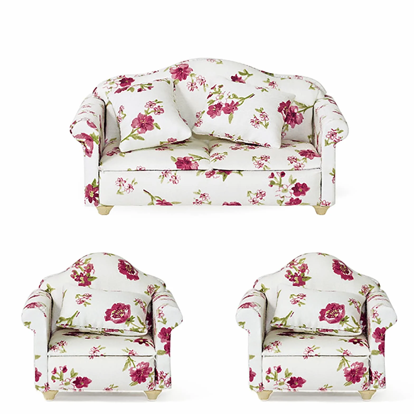 WANGCL 3 szt. domek dla lalek sofa meble do domu dla lalek mini zestaw sofy 1/12 akcesoria do domu dla lalek do dekoracji sofy Barbie