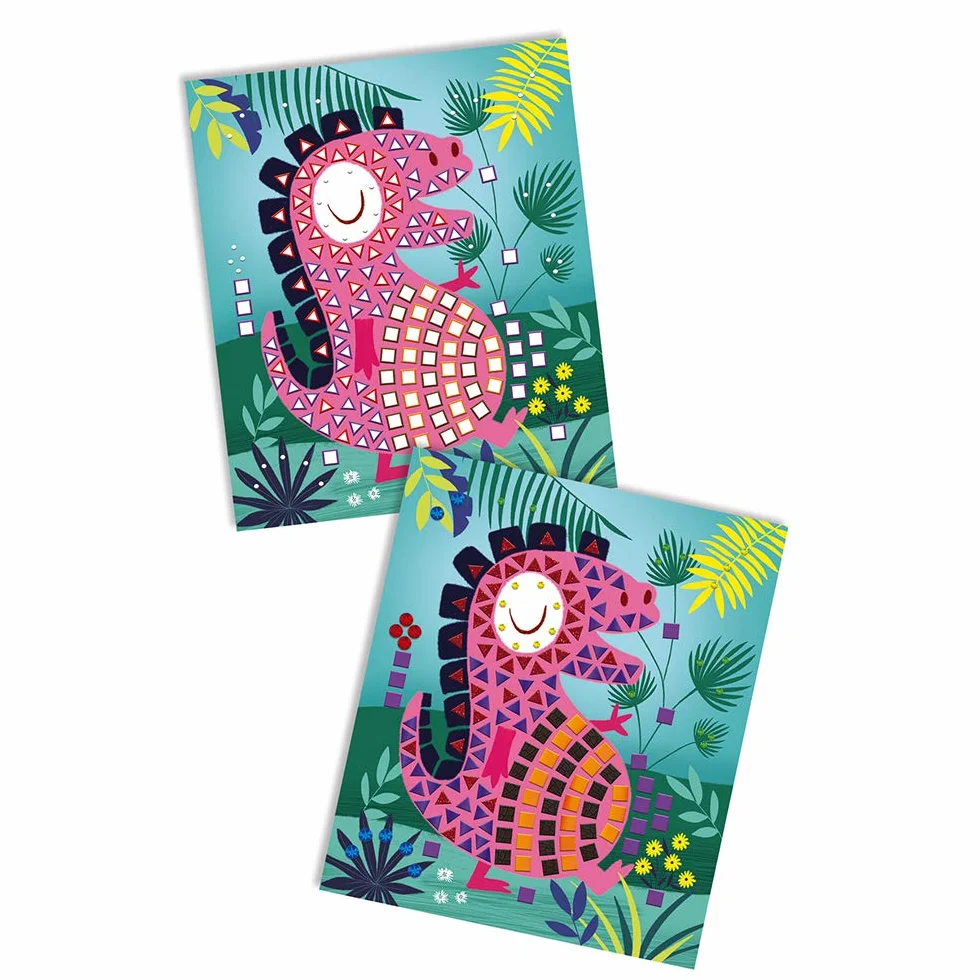 Janod - From 4 years old - Creative Kit - Dinosaur Mosaics - Calm Workshops - Creative Leisure - Dexterity and Concentration - J07903