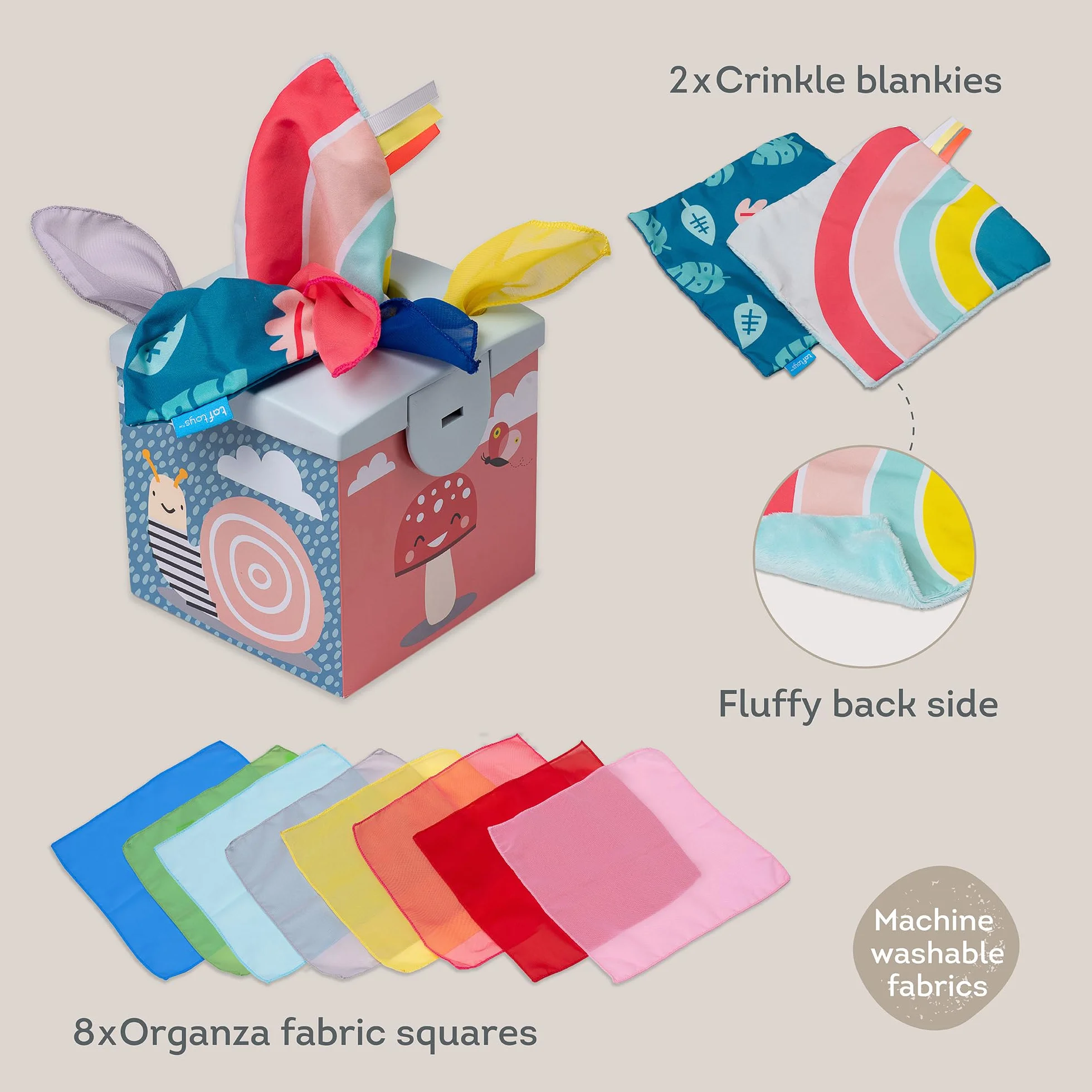 Taf Toys Sensory Wonder Tissue Box For Infants & Toddlers, Colourful Pull Scarves and Koala Daydream Crinkling Blankies For Educational Preschool Learning & Development