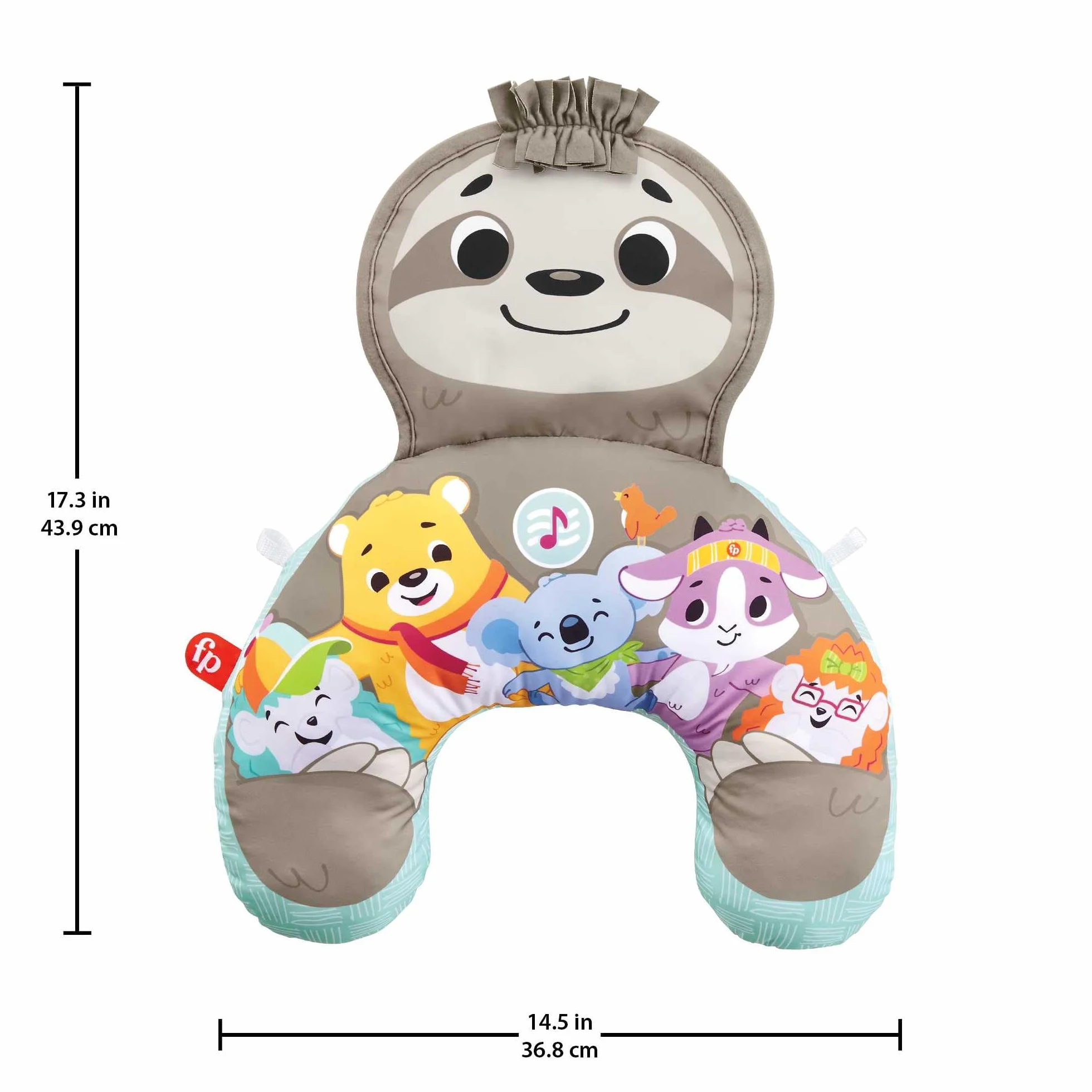 Fisher-Price Poduszka z wibracjami Muzyczny leniwiec z podparciem podczas zabawy na brzuszku + zabawki aktywizujące, GRR01