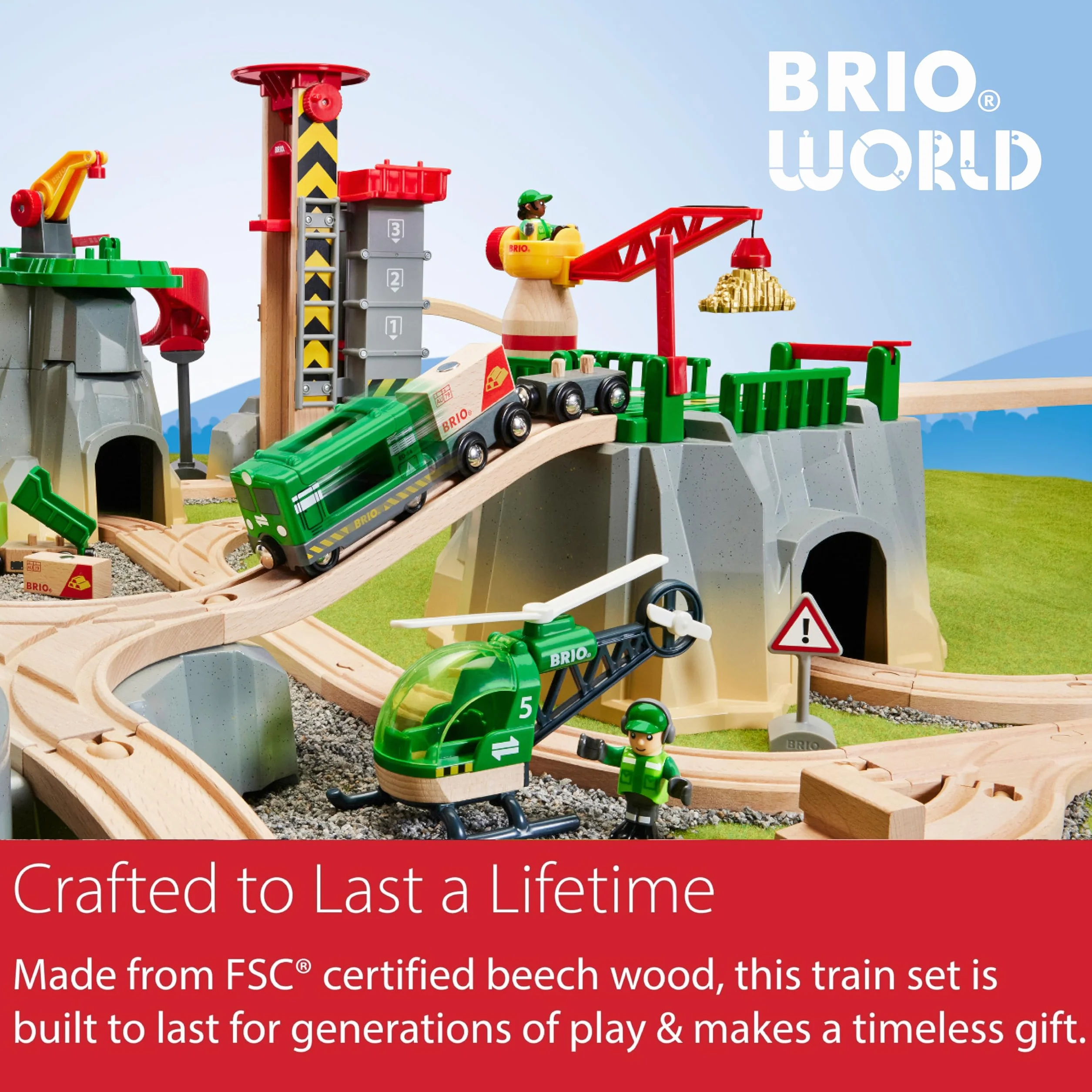 BRIO World 36010 Gebirgs-Frachten Set Deluxe - Eisenbahn-Spaß auf Mehreren Ebenen mit viel Zubehör - Viele Spielmöglichkeiten durch frei kombinierbare Elemente - Für Kinder ab 3 Jahren