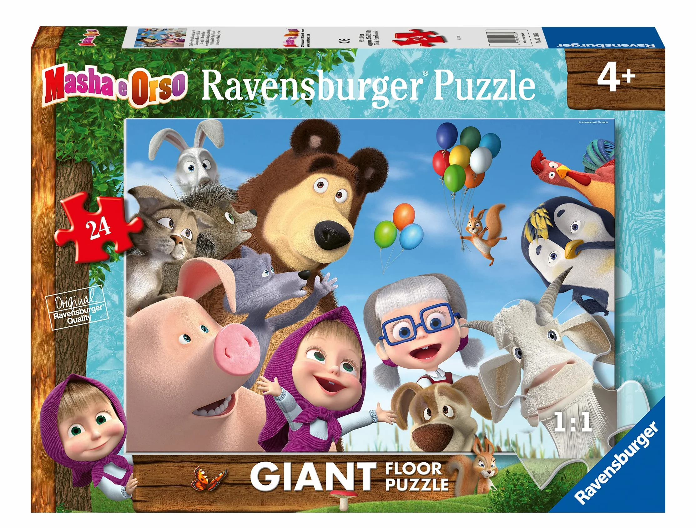 Ravensburger - Puzzle Masza i Niedźwiedź, kolekcja 24 olbrzymich podłóg, 24 sztuki, zalecany wiek 3+ lat