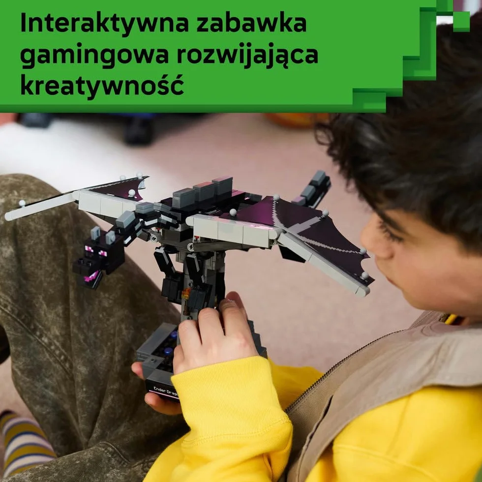 LEGO Minecraft Smok Kresu, zabawka konstrukcyjna dla dziecka, zestaw z gry, ruchoma figurka ze skrzydłami, gamingowy prezent dla chłopca lub dziewczynki od 10 lat 21595