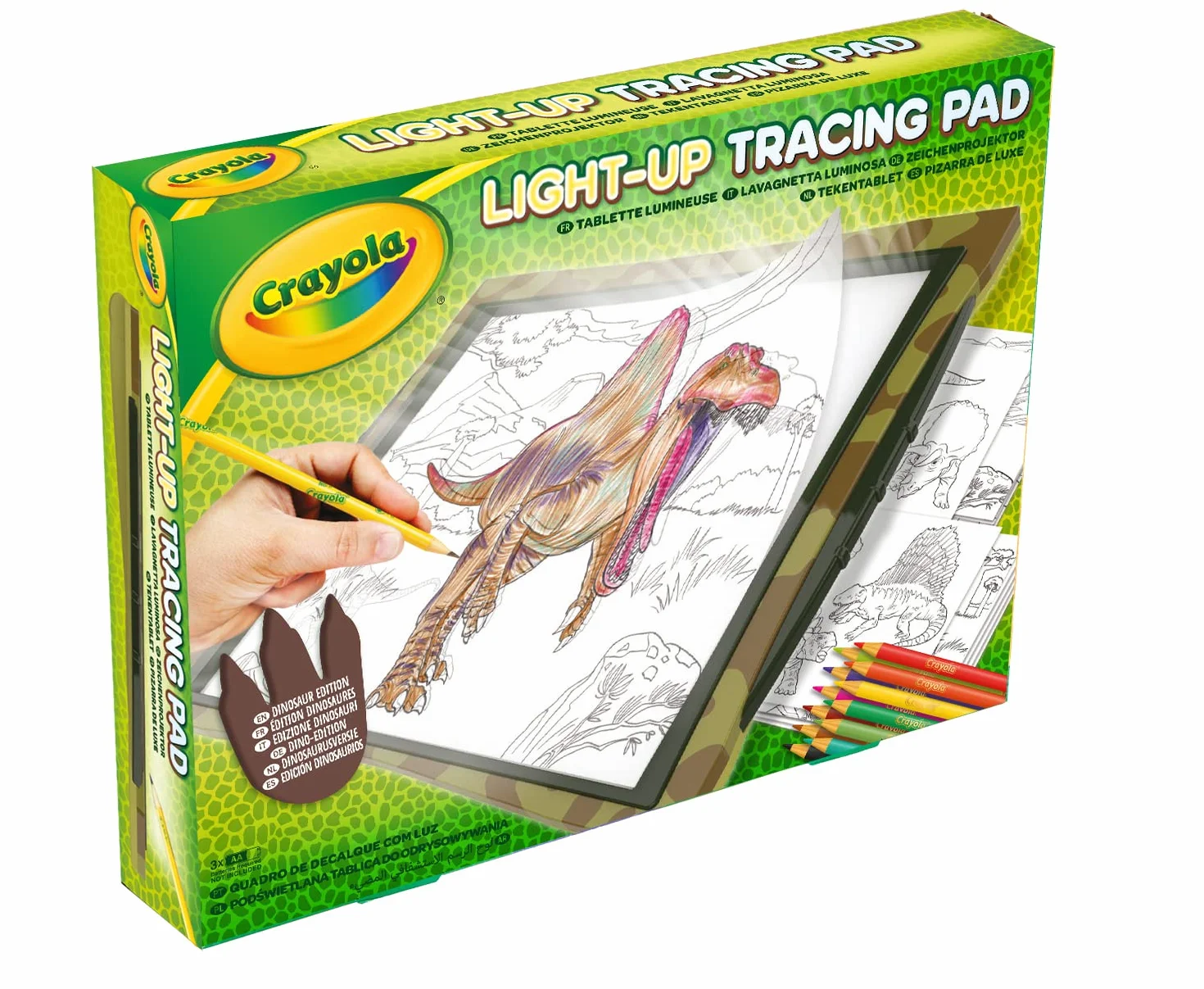 CRAYOLA - Luminous Dinozaury, Light Up Tracing Pad Dinozaurs, na wypoczynek i podróż, pomysł na prezent, 74-7497