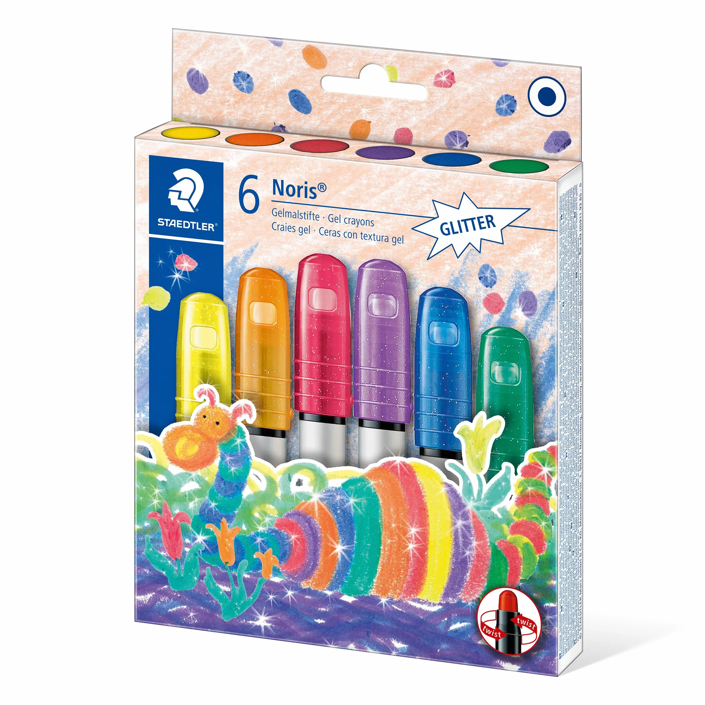STAEDTLER Noris Club 2390M C6 kredki żelowe, 6 sztuk w zestawie, błyszczące kolory, idealne do małych dziecięcych dłoni, super miękkie i intensywne kolory, idealne również do szyb okiennych