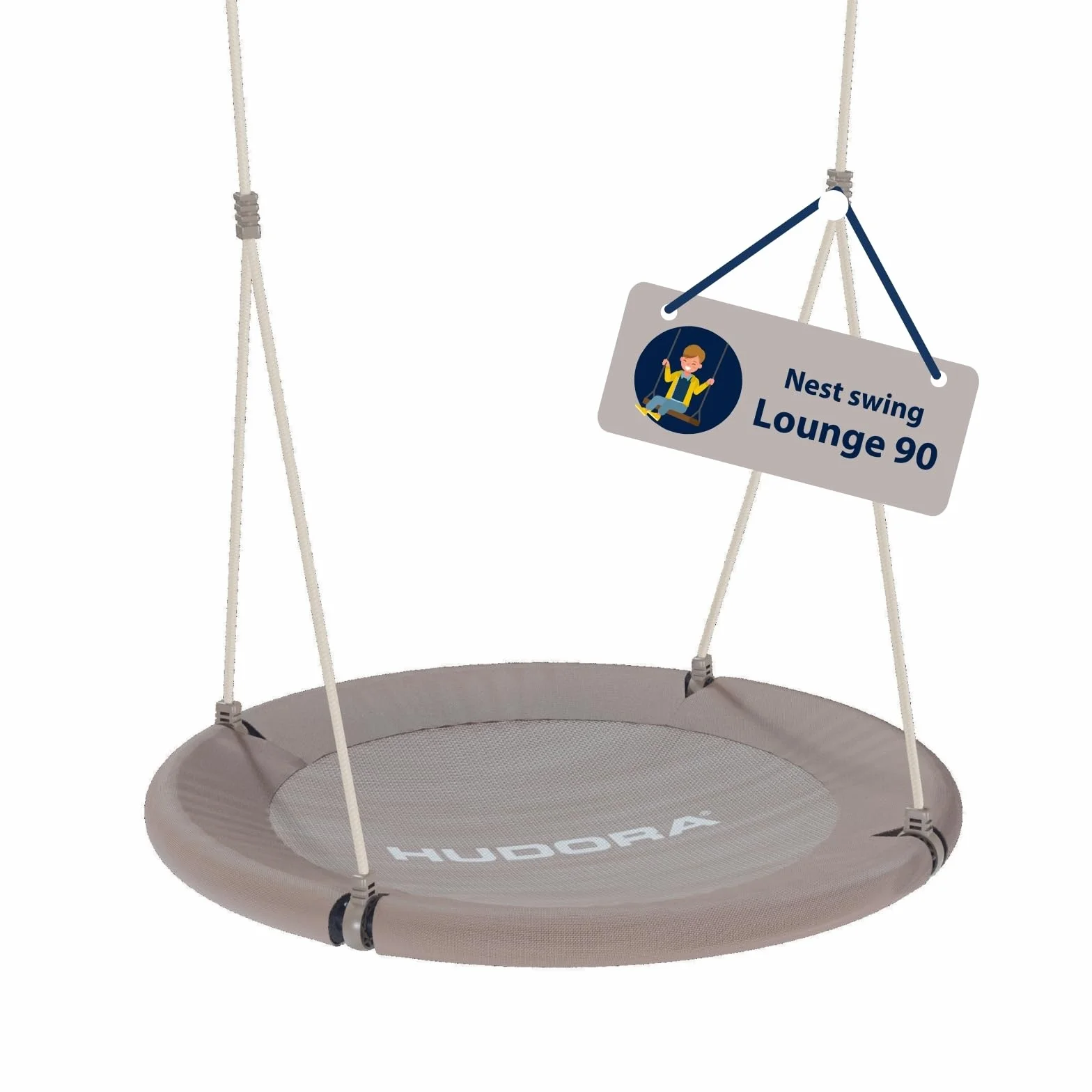 HUDORA Huśtawka gniazdowa Lounge – huśtawka z regulacją wysokości o średnicy 90/110 cm, do 150 kg, huśtawka wisząca z zamkniętym siedziskiem, do użytku wewnątrz i na zewnątrz