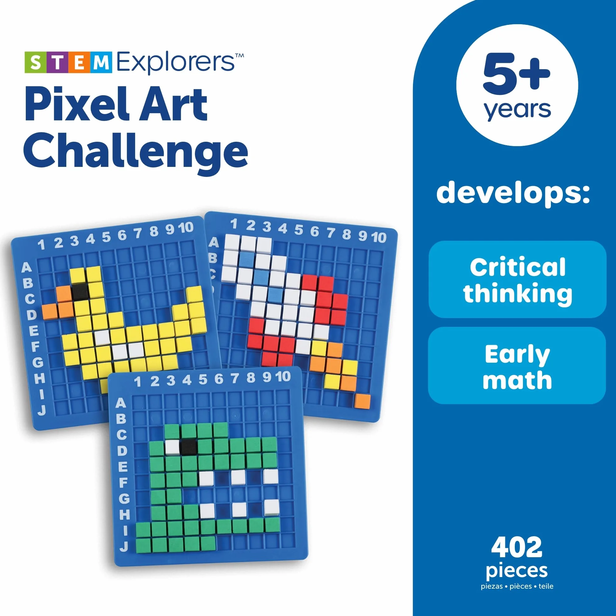 Learning Resources Pikselowa Sztuka STEM Explorers, 402 Elementy, Od 5 Lat, Zabawki dla Dzieci, Podstawy Kodowania, Zajęcia Szkolne
