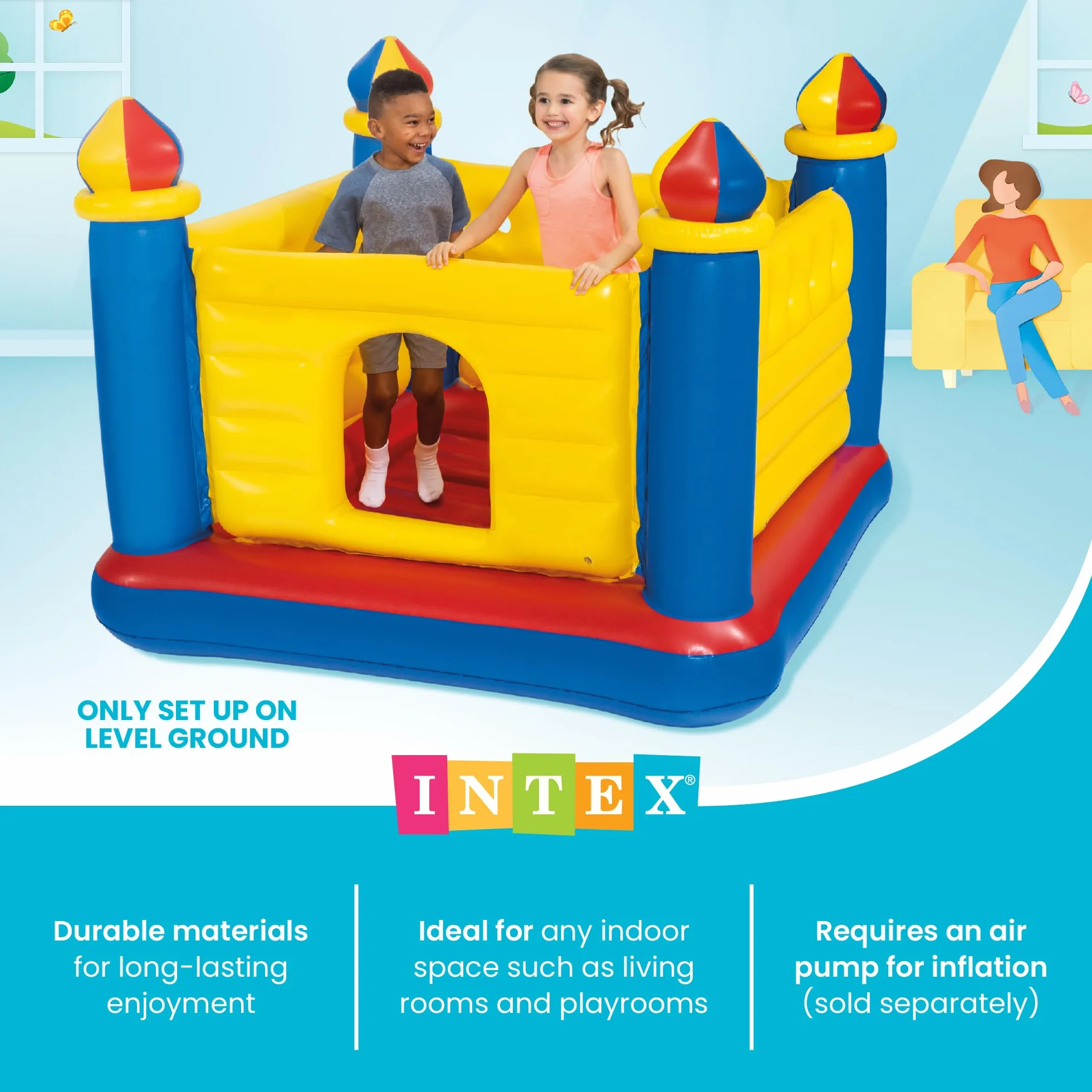 Intex 48259NP Jump-O-Lene Castle Bouncer nadmuchiwany zamek dmuchany, 175 x 175 x 135 cm