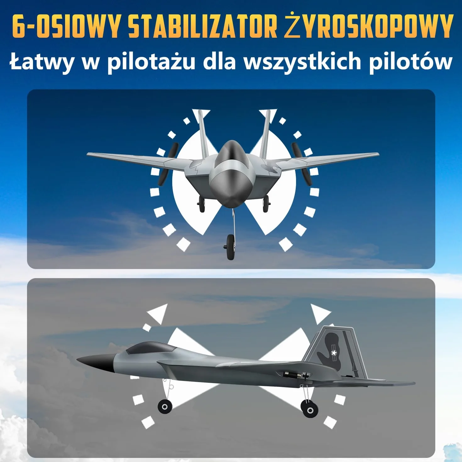 HAWK'S WORK 2-kanałowy Samolot RC, F-22 Samolot Gotowy do Lotu, Pilot 2.4GHz, Łatwy w Pilotażu Lotniowiec RC dla Dzieci i Początkujących