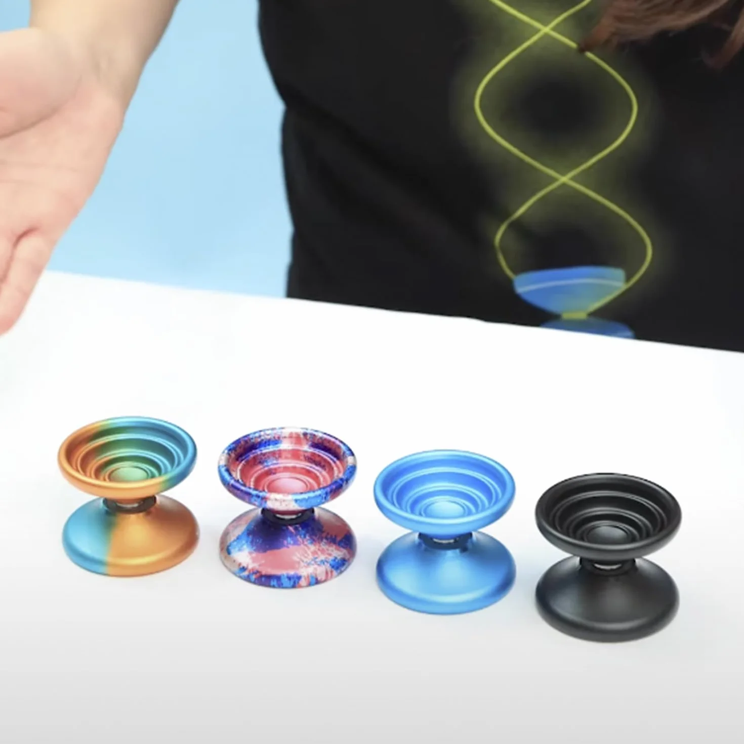 YoyoFactory BULLSEYE Yo-Yo - POMARAŃCZOWY/TURKUSOWY (DNA Sztuczki, Metal Yoyo, String, Ball-Bearing & Instructions Included)