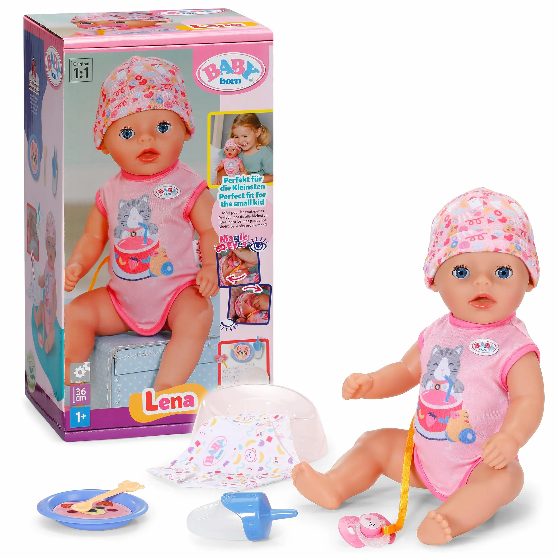 Baby Born Lena Pink, lalka o wielkości 36 cm z 7 funkcjami, dla dzieci od 1 roku życia