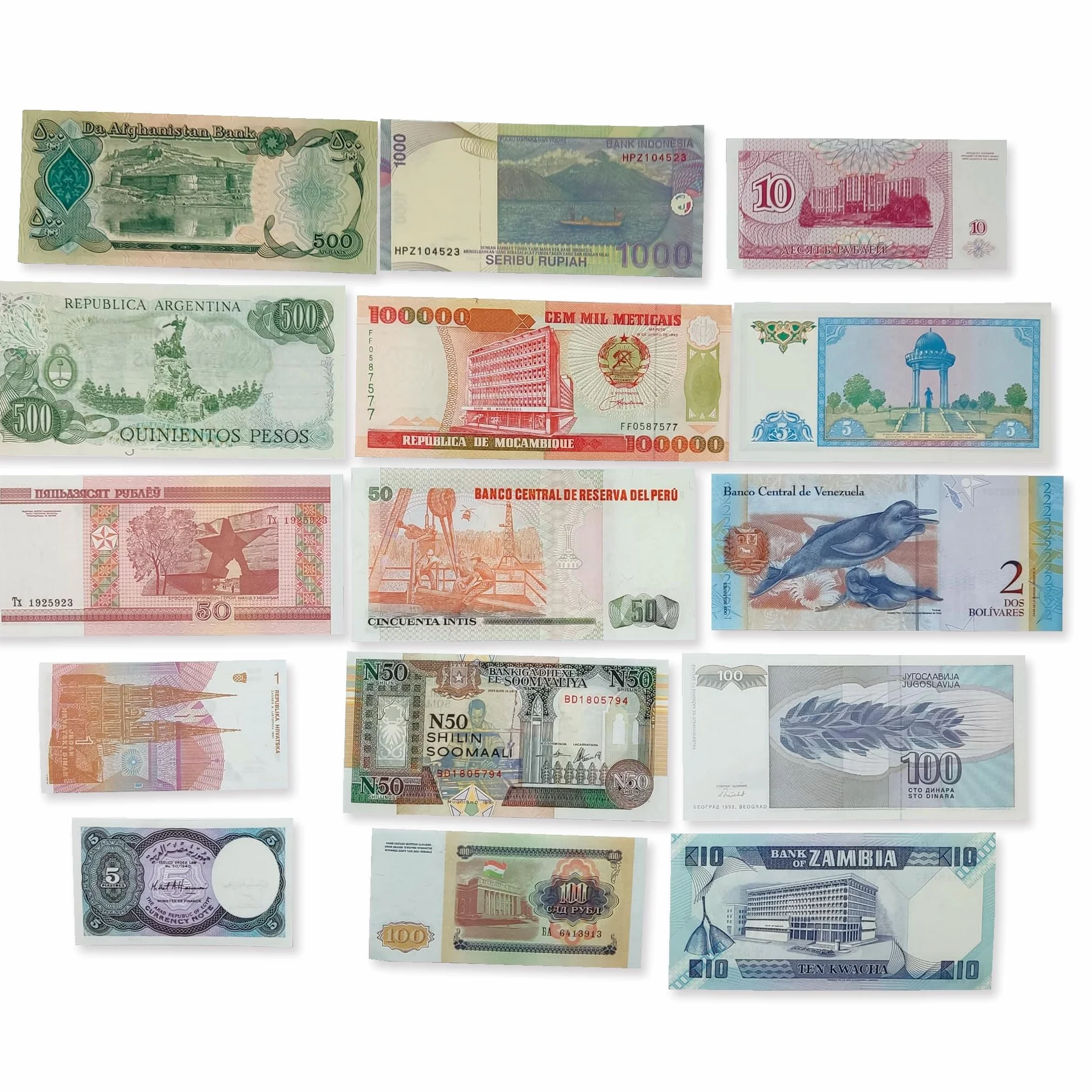 Kolekcja World Banknotes - 15 banknotów z 15 różnych krajów świata