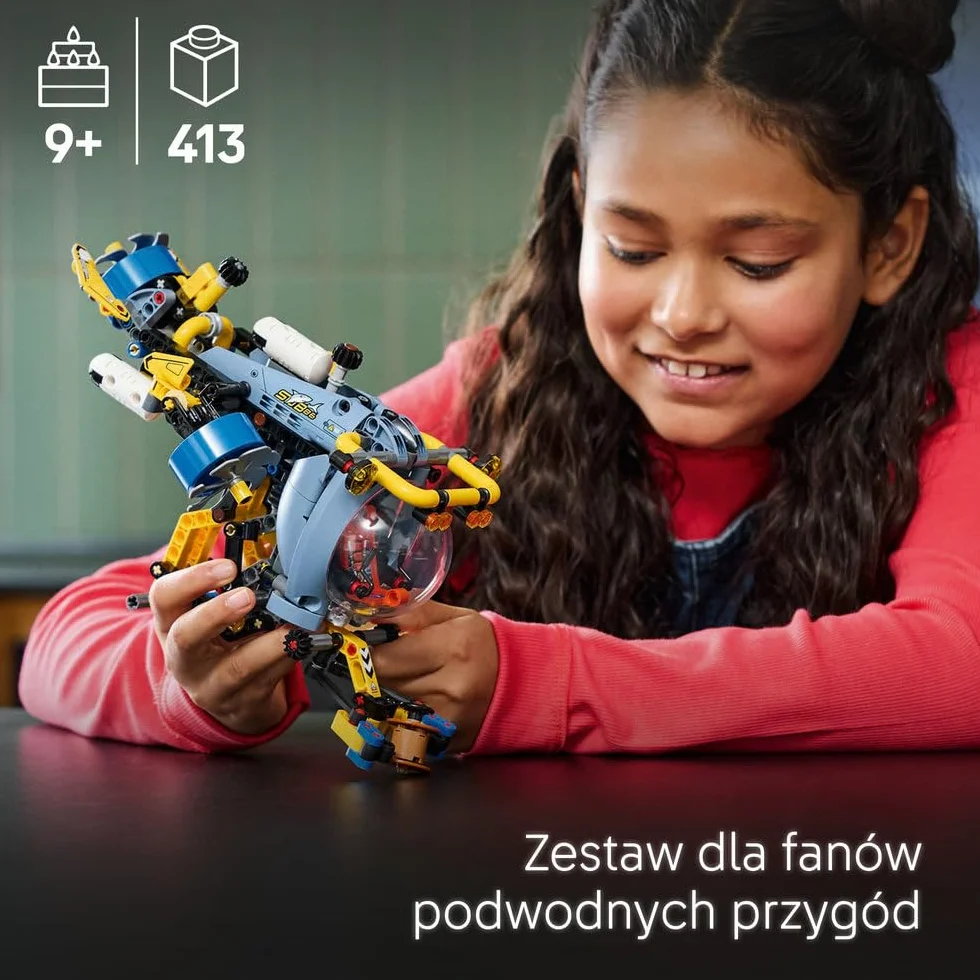 LEGO Technic Badawcza Łódź Podwodna, Konstrukcyjna Zabawka dla Dziecka do Zbudowania, Model Pojazdu z Otwieranym Kokpitem, Kreatywny Prezent dla 9-latka, dla Chłopca i Dziewczynki, Fana Nauki, 42201