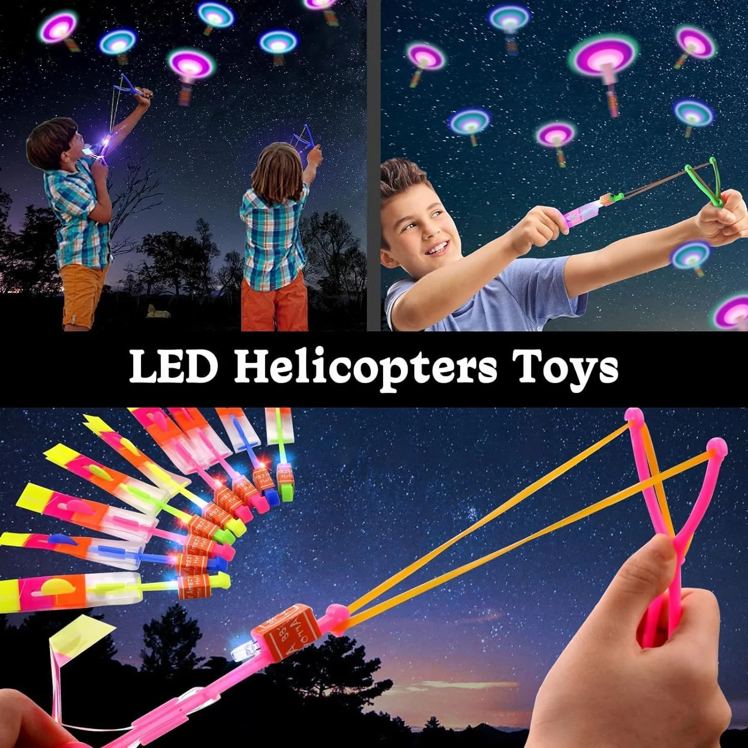 Helikopter Shooters Toy, 16pc imprezy dla chłopców dziewcząt w wieku 6+, LED Light Up Slingshot zabawki strzałki Copters Toys, imprezowe wypełniacze dla dzieci świąteczne prezenty (16PCS)