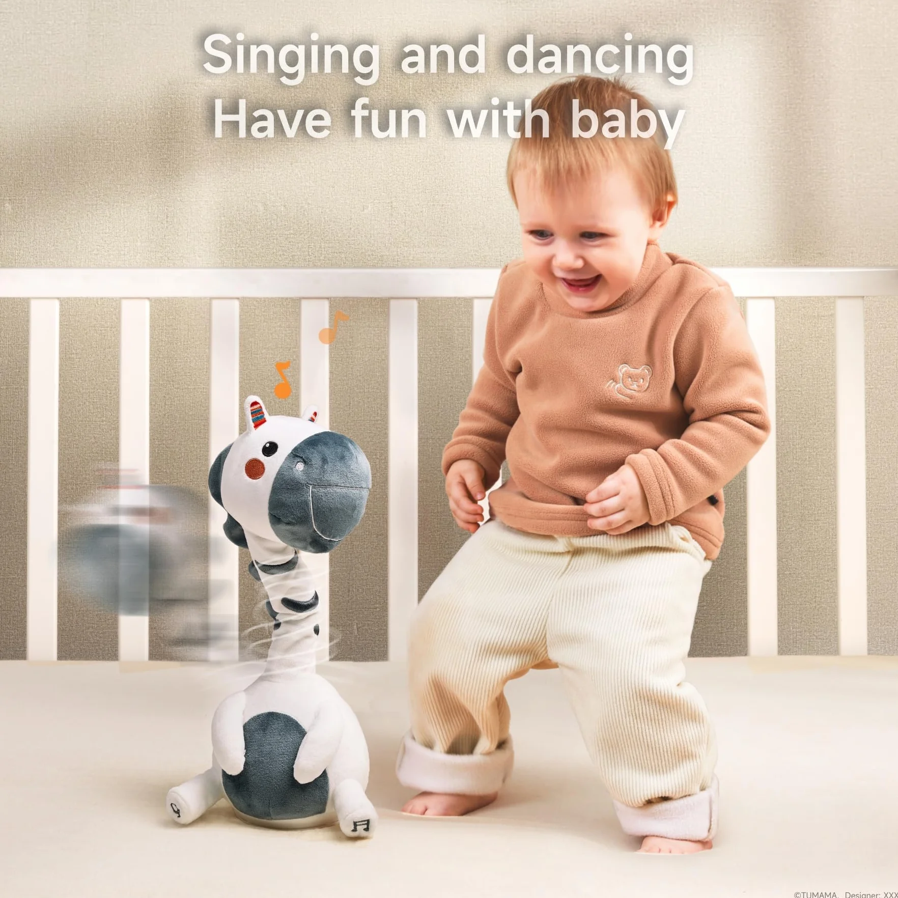 TUMAMA KIDS Tańcząca mówiąca zebra, elektroniczna, miękka, pluszowa zabawka z nagrywaniem i powtarzaniem, śpiewająca interaktywna zabawka dla małych dzieci, chłopców, dziewcząt, prezent