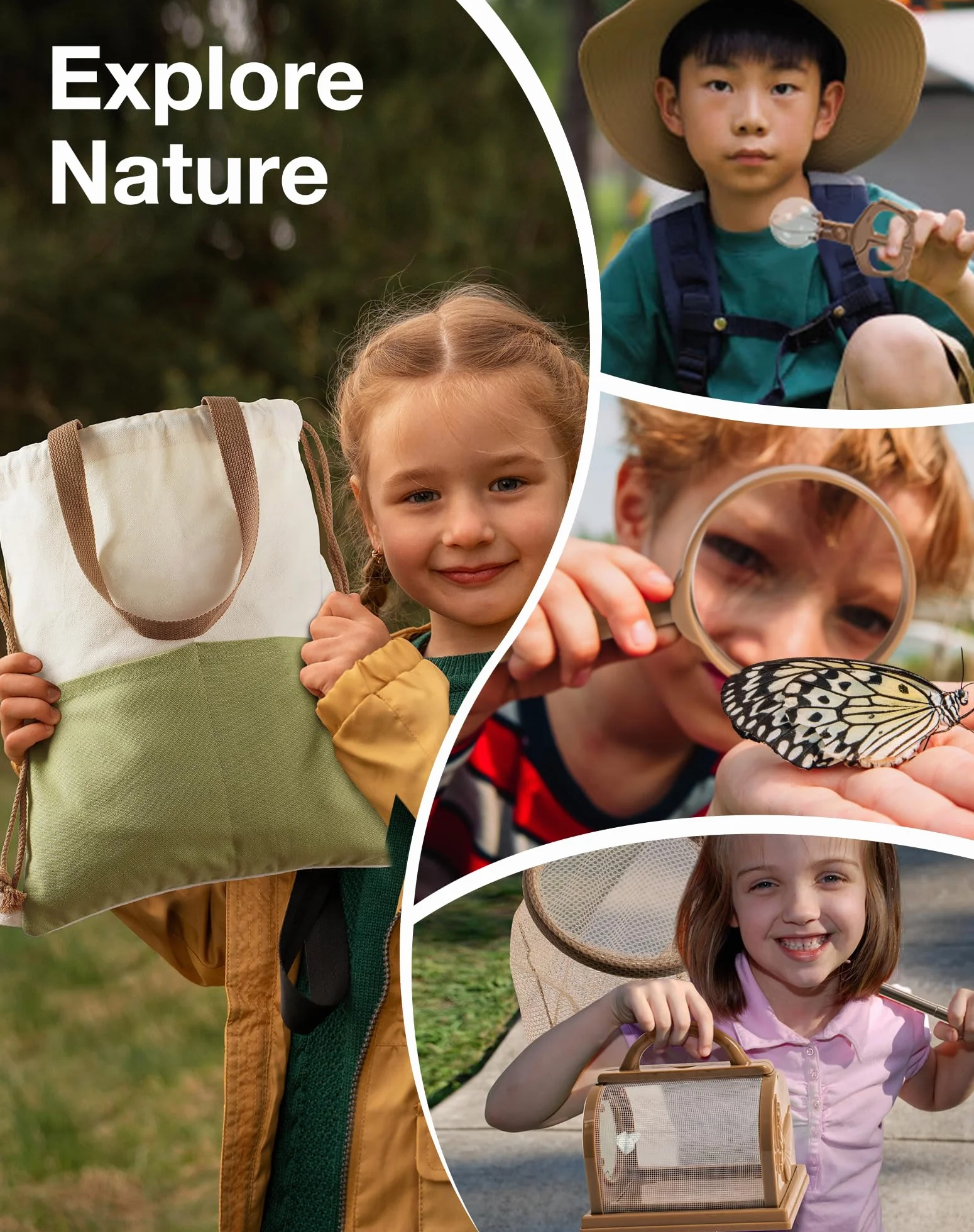 ROBOTIME Kids Explore Kit & Bug Catcher Kit, edukacyjny sprzęt kempingowy dla dzieci, zestaw do eksploracji na świeżym powietrzu, zabawka przygodowa, prezent dla chłopców i dziewczynek w wieku 3-12
