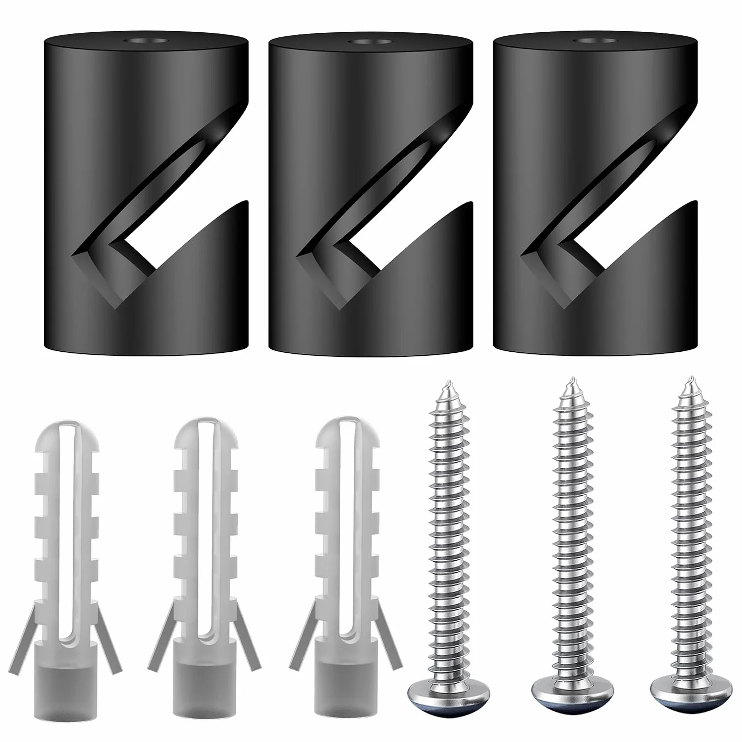 3 sztuki pinów ściennych i sufitowych ze stopu aluminium „V-Stil" czarne do kabli tekstylnych, mocowanie sufitowe, huśtawka małpa, natynkowy uchwyt kablowy do lampy DIY, ze śrubami i kołkami