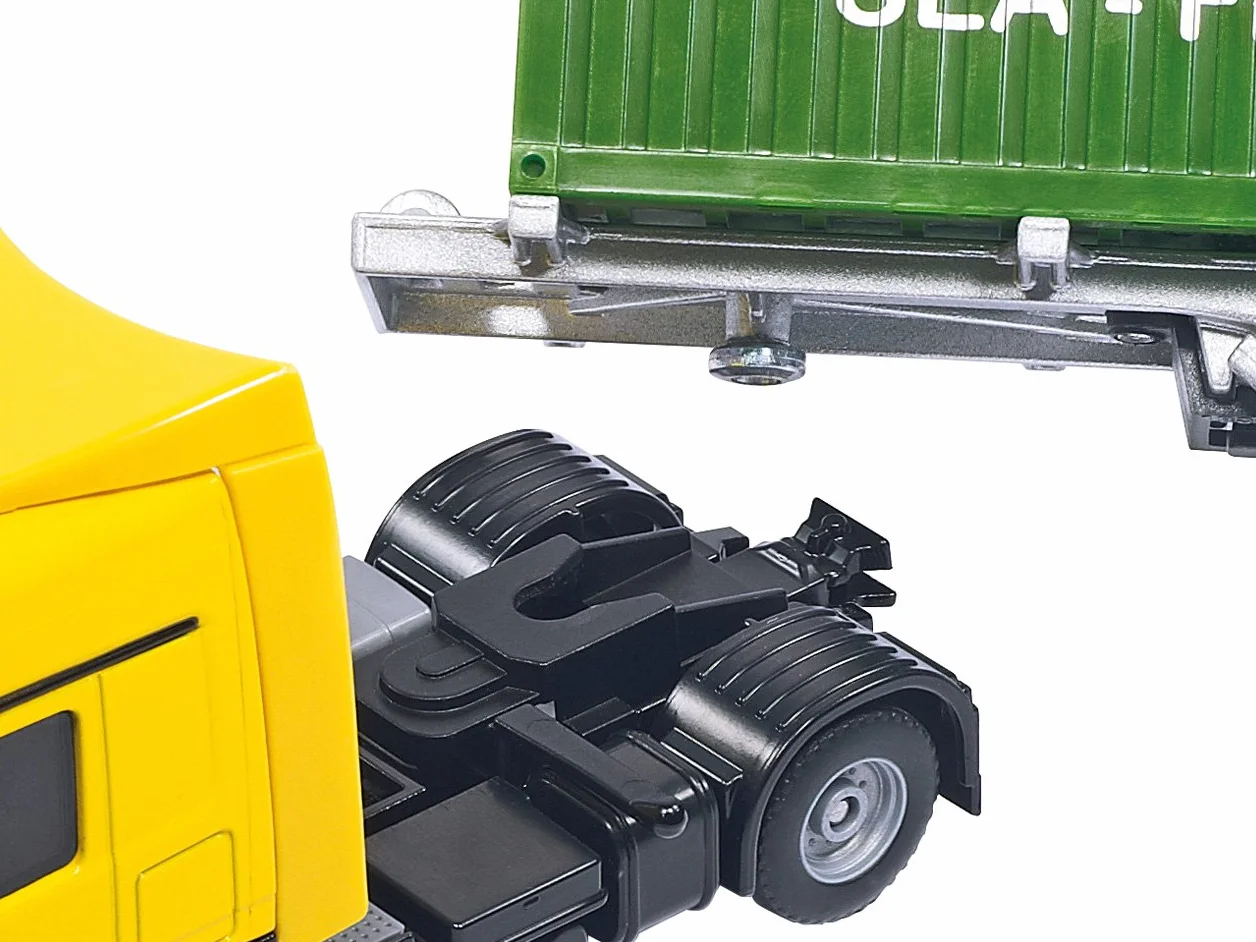 Siku 3921, Ciężarówka z kontenerami, 1:50, Metal,Tworzywo sztuczne, Żółty,Zielony, Zmienna długość przyczepy