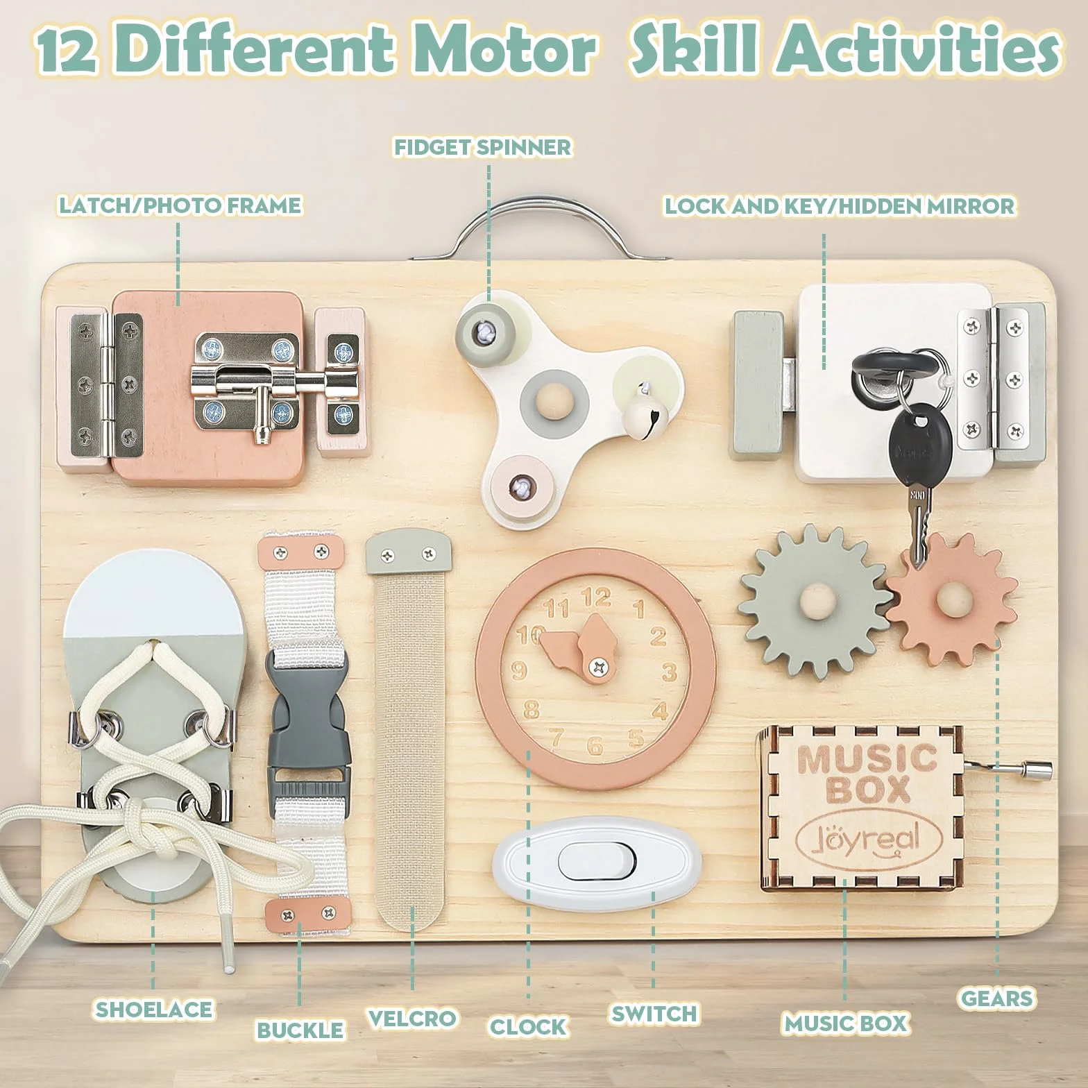 Joyreal Montessori Busy Board Activity Board zabawka motoryczna, deska sensoryczna