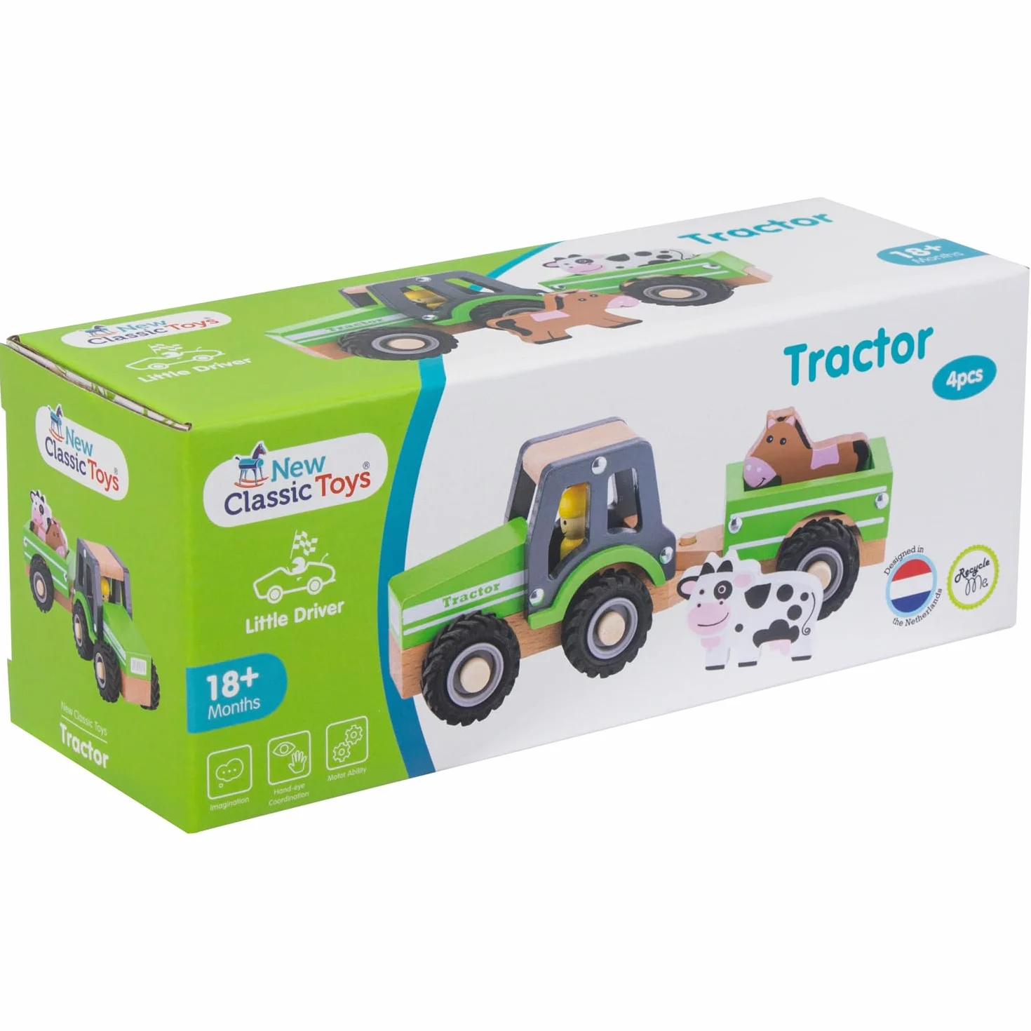 New Classic Toys Traktor Z Przyczepą I Zwierzętami Pojazd Zabawkowy, Wielokolorowy, Od 18 Miesięcy