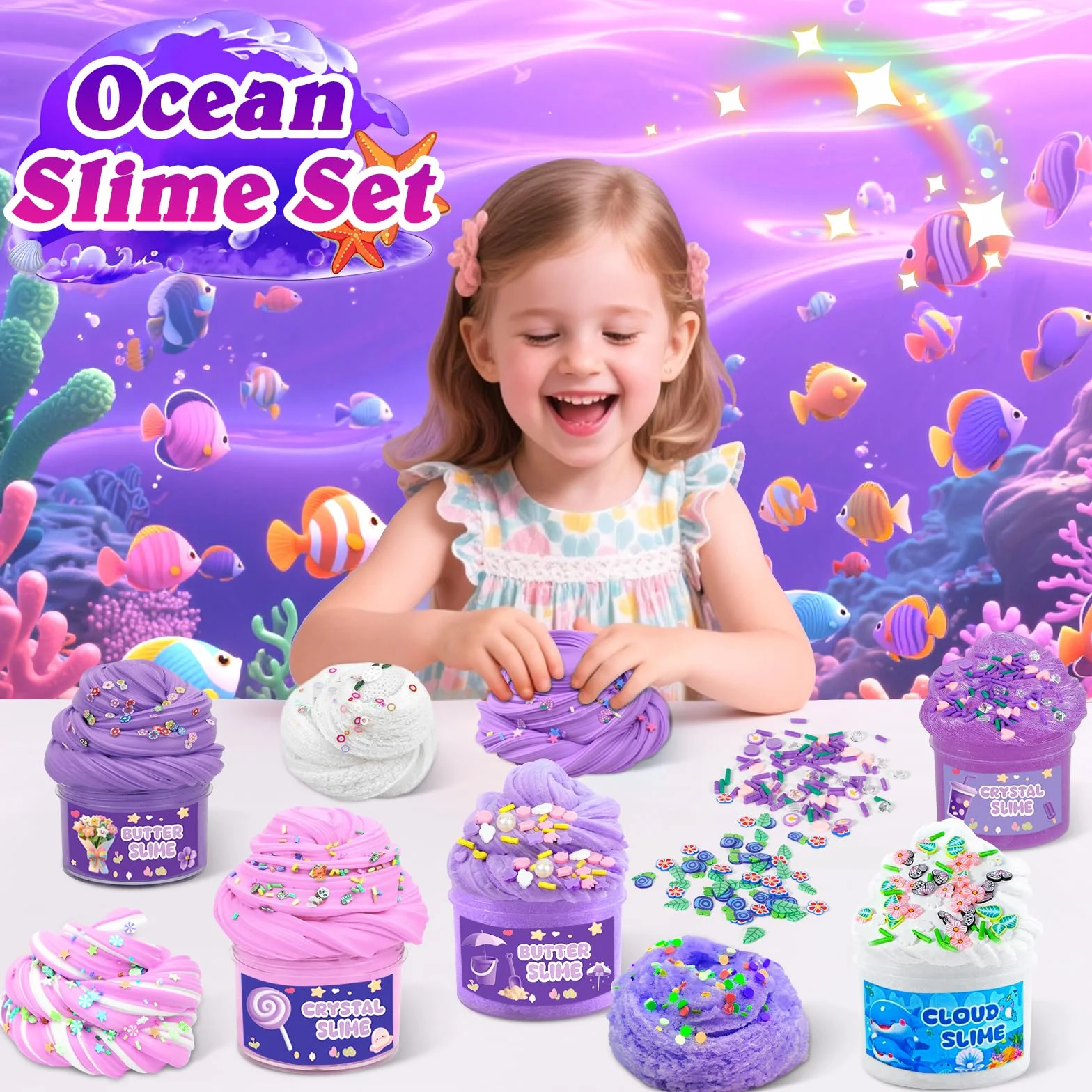 Zestaw Fluffy Slime 6 sztuk 70 ml, puszysty masło Slime, mini scented szlam dla dzieci