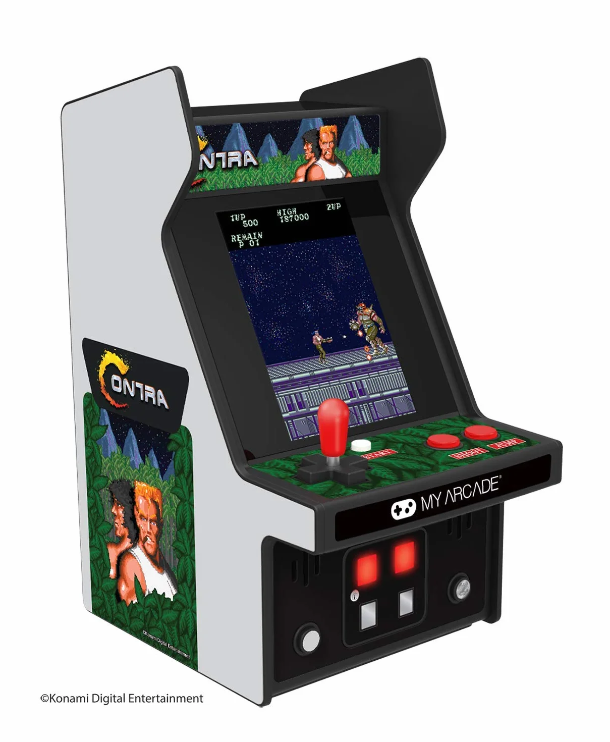 MY ARCADE Wstępnie załadowana gra elektroniczna Contra Arcade - Contra, gra ręczna, zielona, sci-fi, zręcznościowa, dla 2 graczy