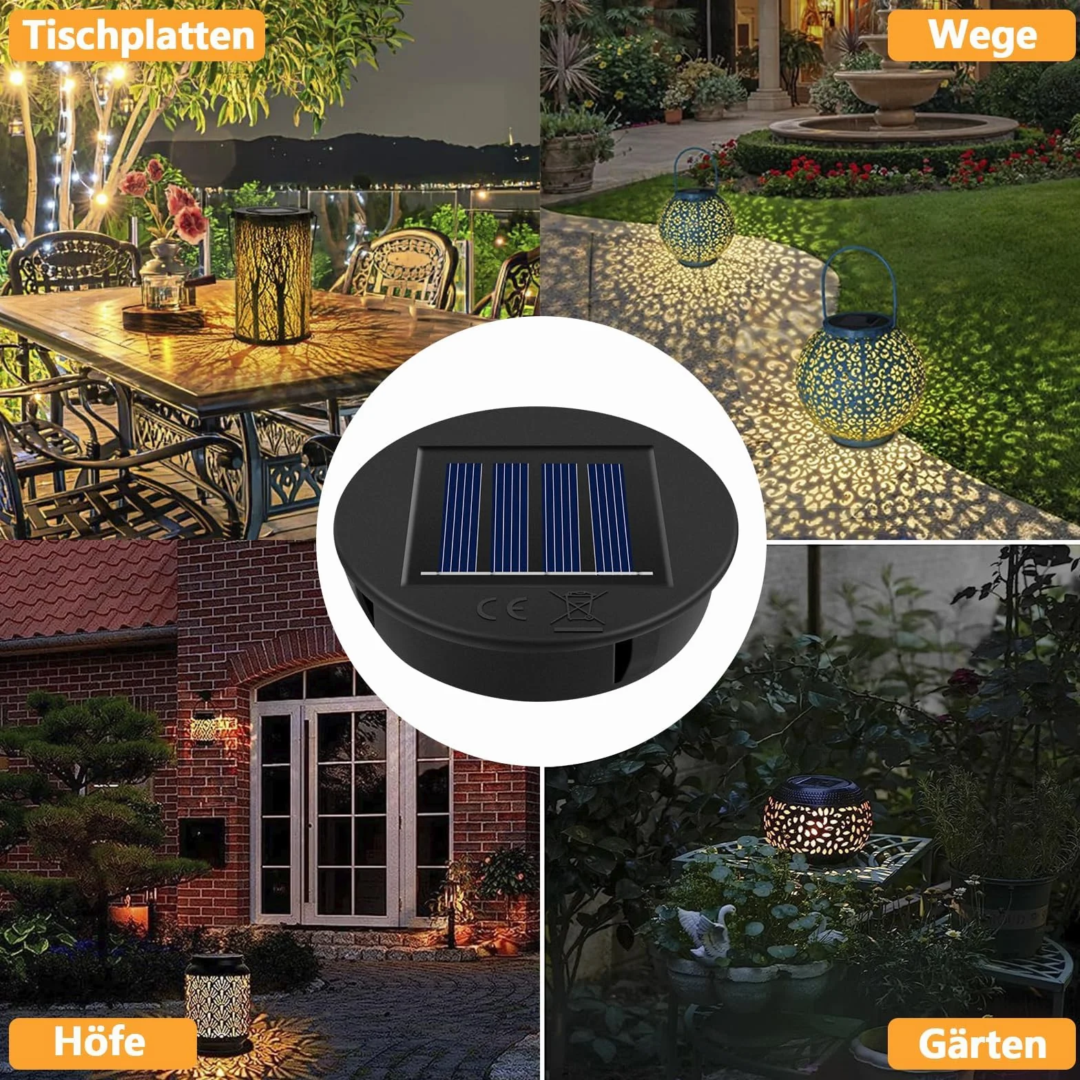HELESIN Moduł solarny do lamp ogrodowych, latarni, pokrywek, 4 sztuki, 8 cm, 1,2 V, 600 mAh, zamiennik lampa, IP65, wodoszczelny