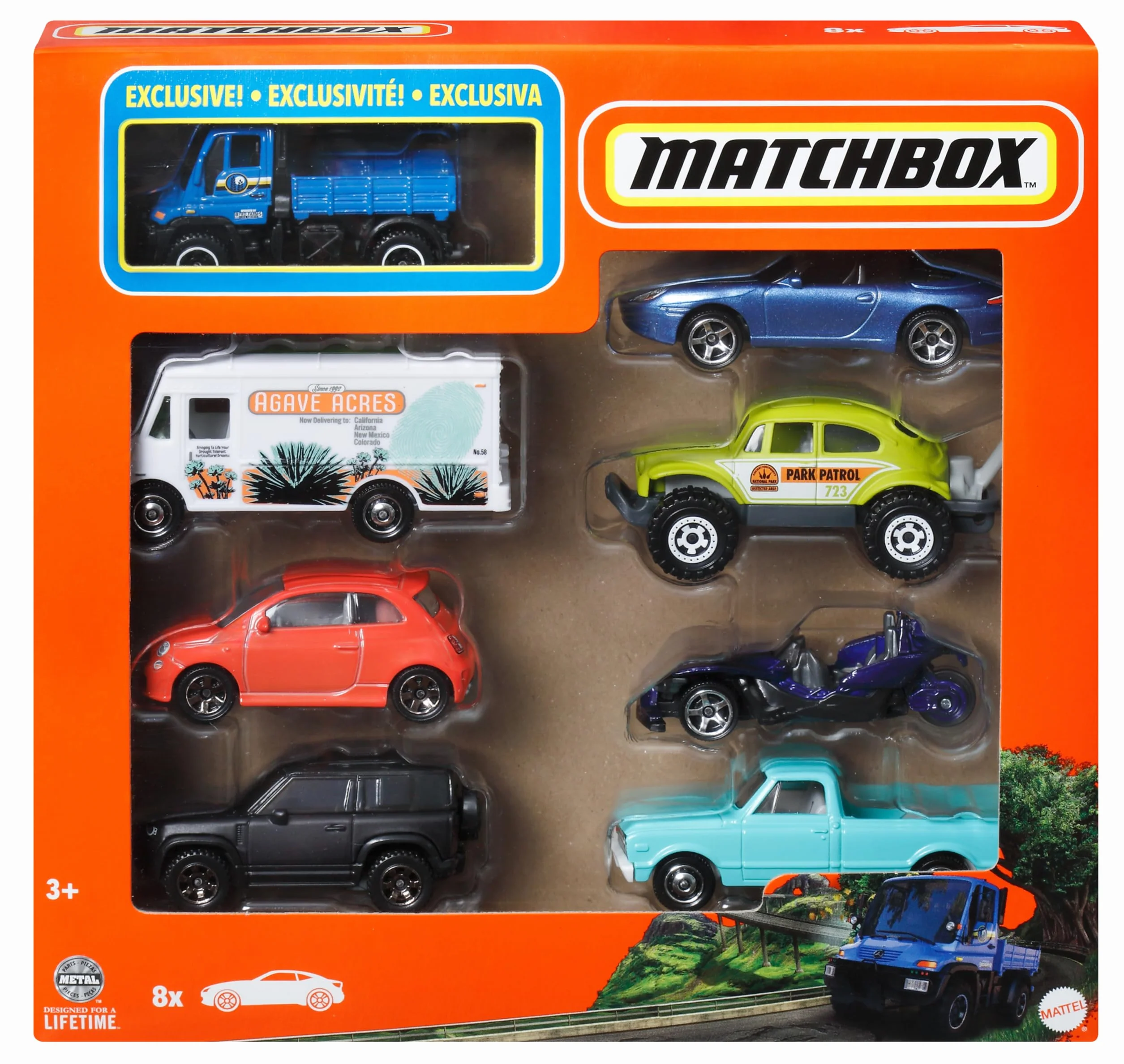 Matchbox Tematyczny 8-pak pojazdów w skali 1:64, w tym jeden model dostępny tylko w tym zestawie (style mogą się różnić), HVR81