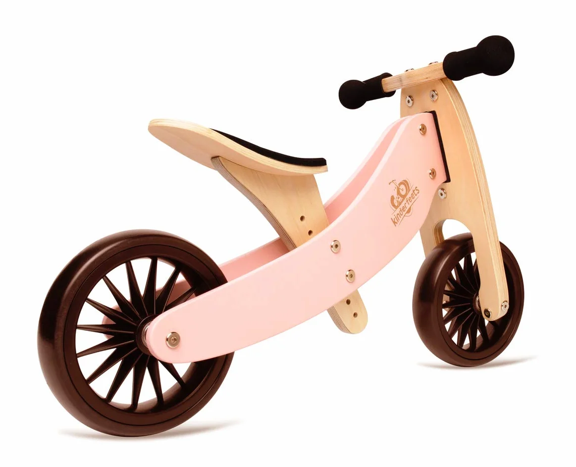 Kinderfeets Tiny Tot Plus Rosa rower trójkołowy i rowerek biegowy 2 w 1 z drewna – od 1,5 roku