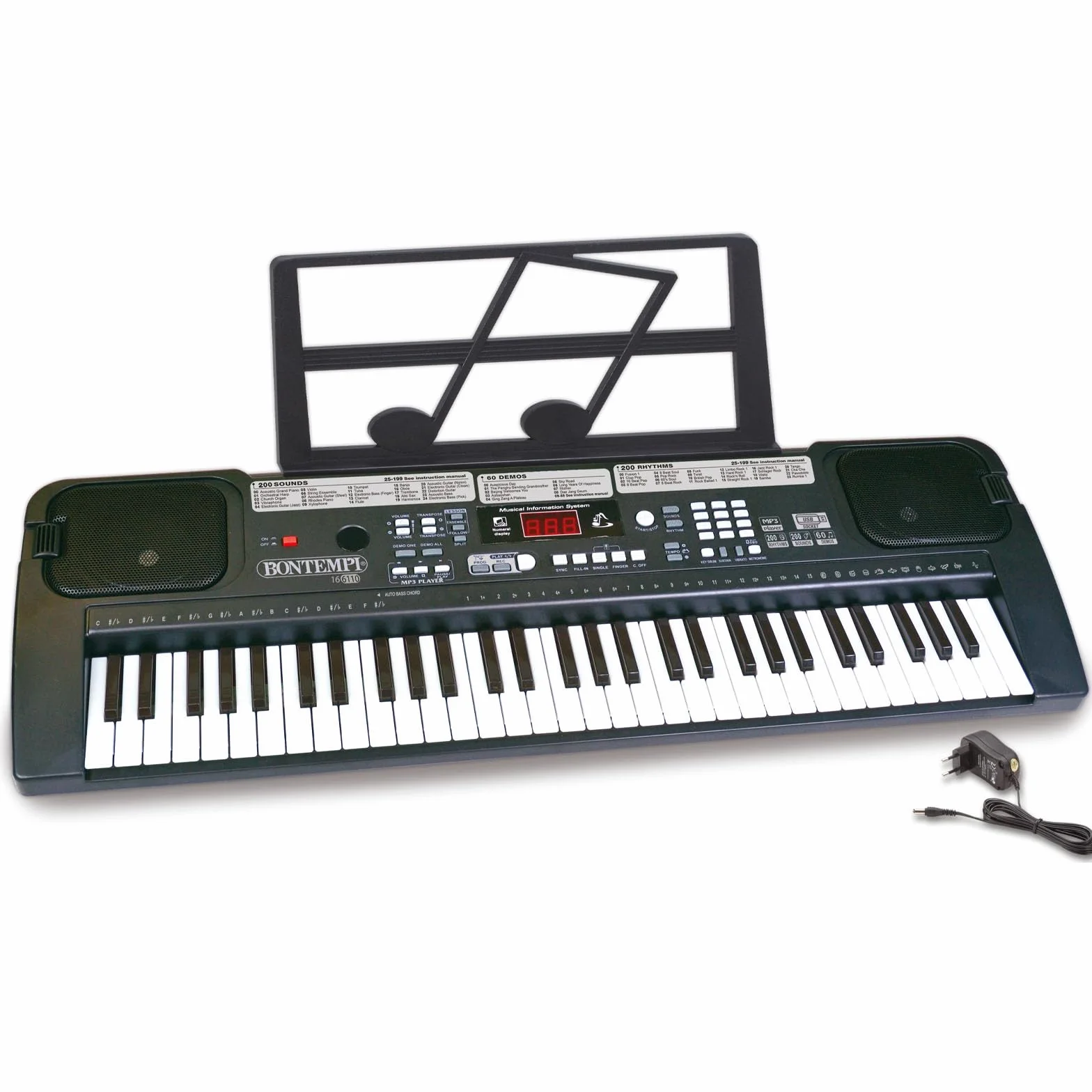 Bontempi 16 6110 klawiatura cyfrowa 61 klawiszy midi 70 x 23 x 7 cm
